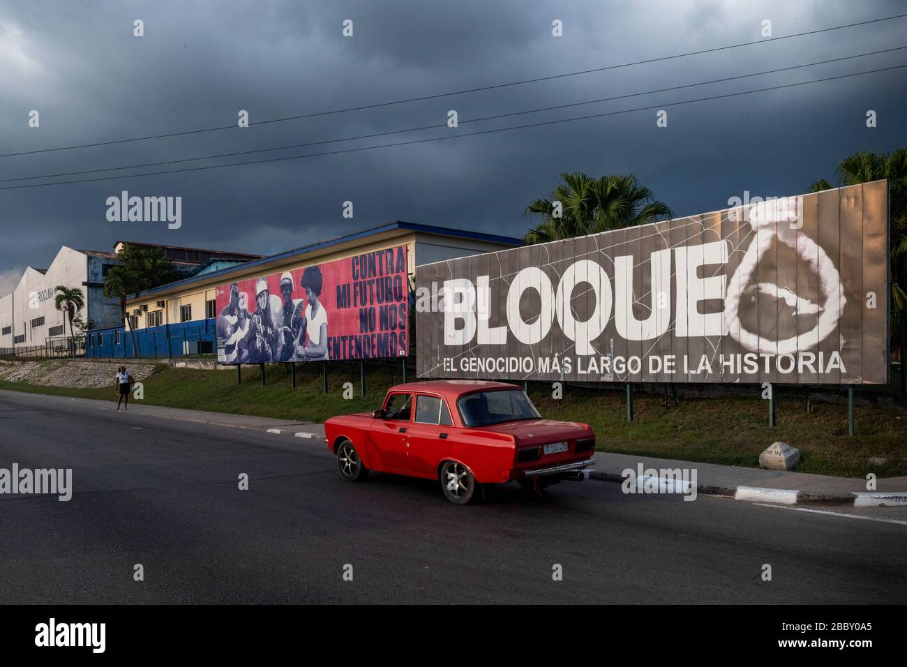Propaganda on the Havana Airport Avenue Stock Photo