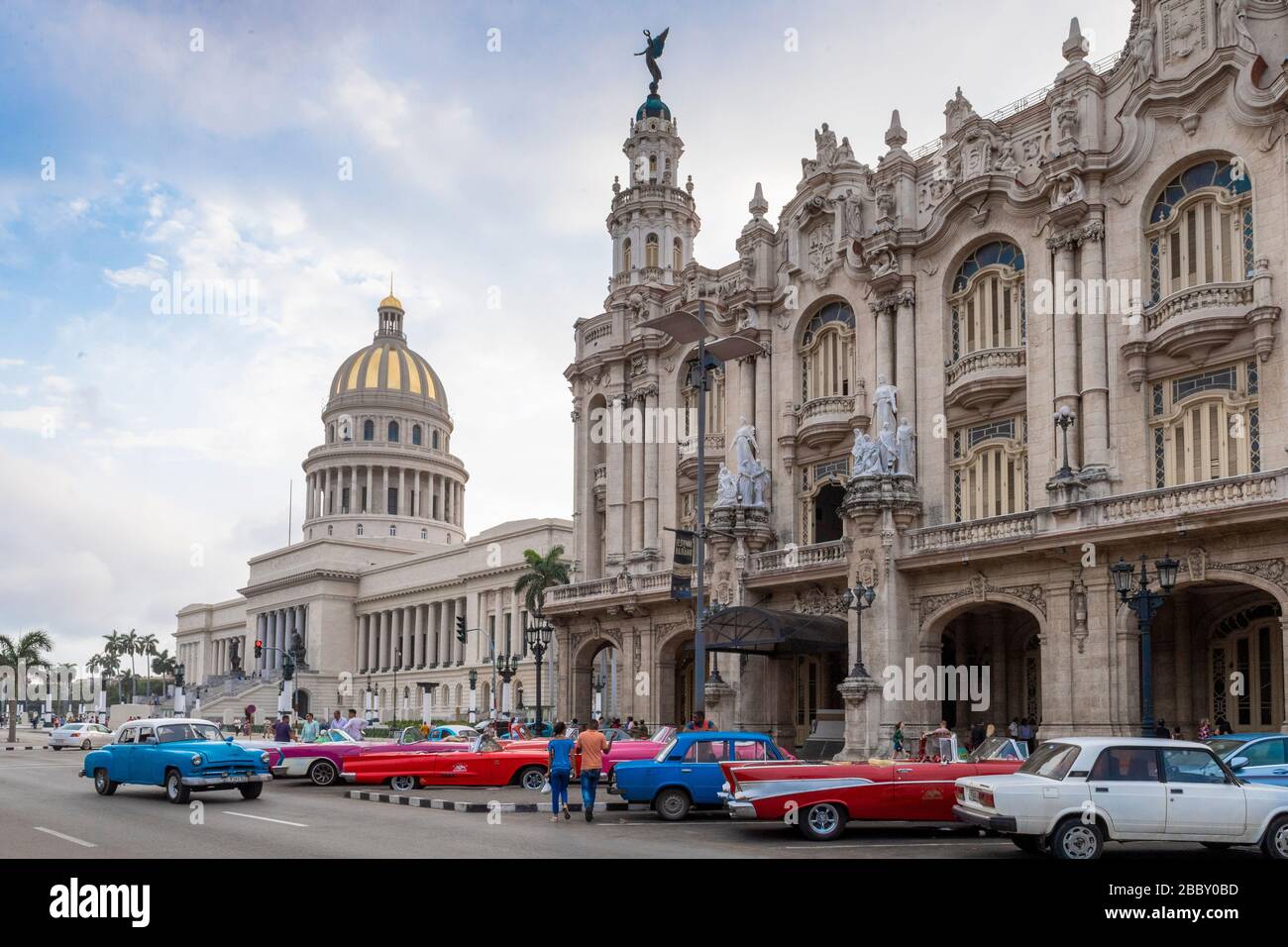 Street View of the Capitol, Havana Stock Photo