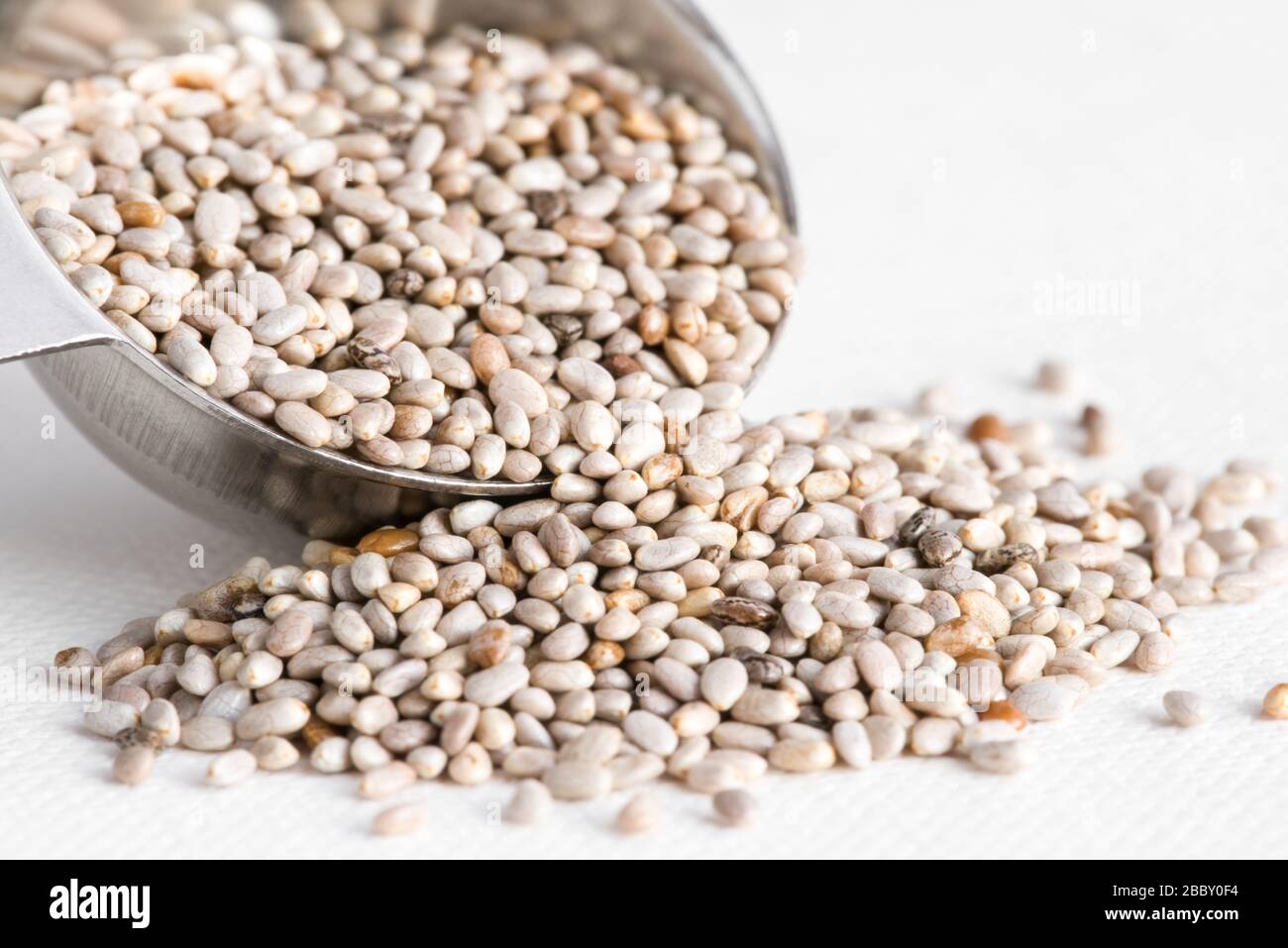 White Chia Seeds Spilled from a Teaspoon Stock Photo Alamy