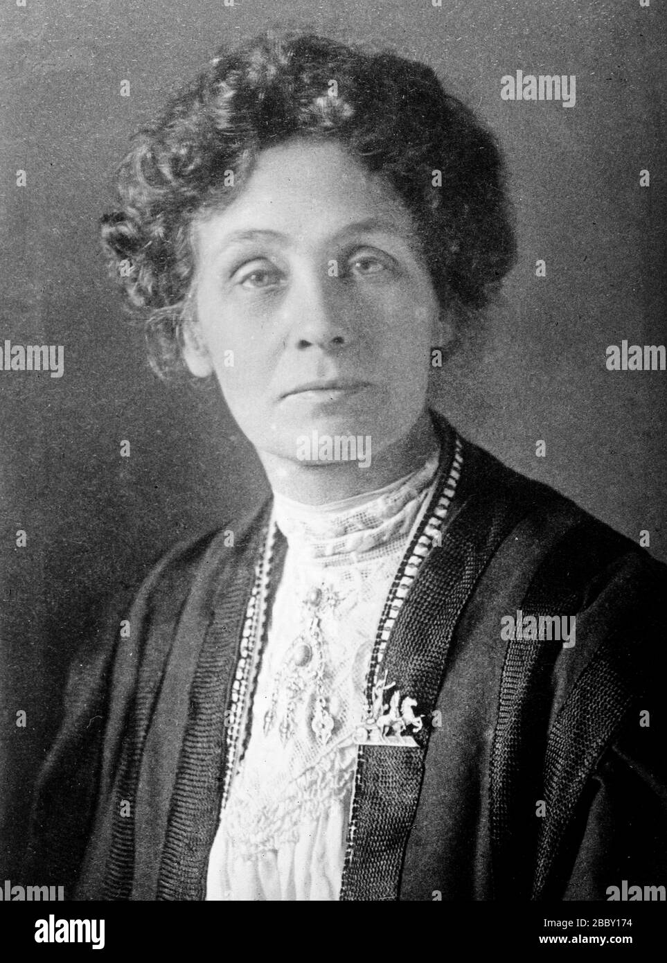 English suffragist and political activist Emmeline Pankhurst (1858-1928), leader of the British women's suffrage movement ca. 1912 Stock Photo