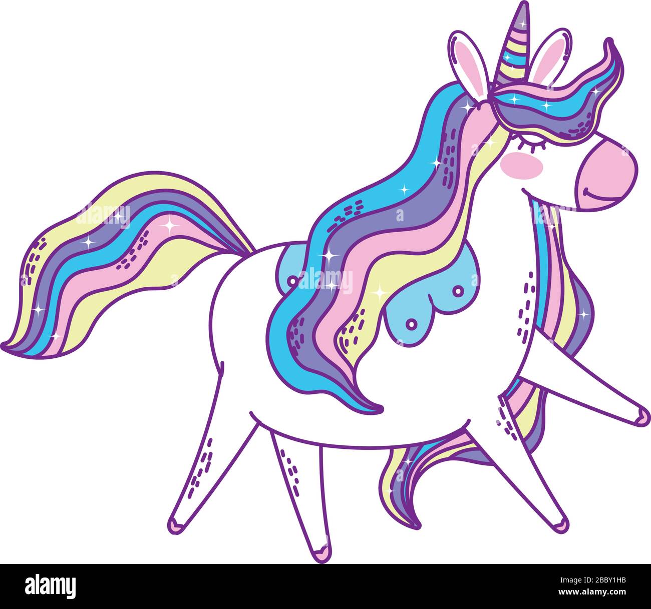 unicorn horse cartoon design, magic fantasy fairytale childhood animal ...