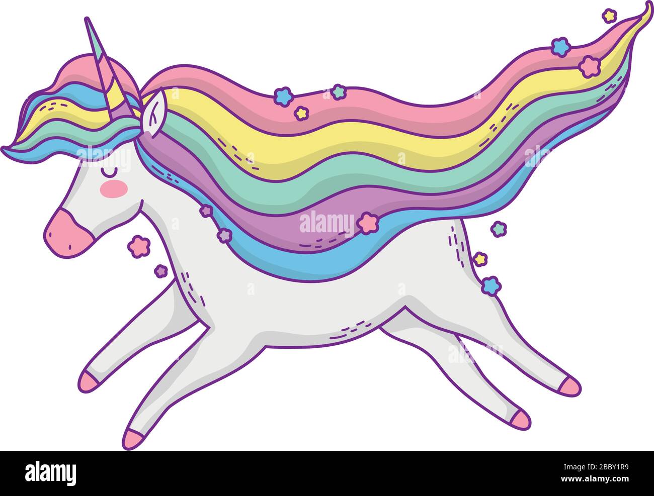 unicorn horse cartoon design, magic fantasy fairytale childhood animal ...