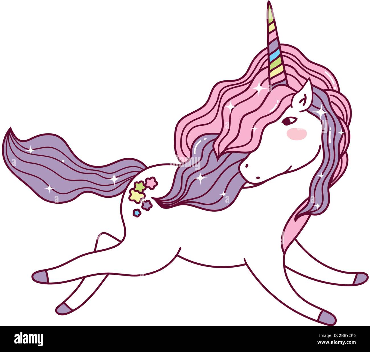 unicorn horse cartoon design, magic fantasy fairytale childhood animal ...