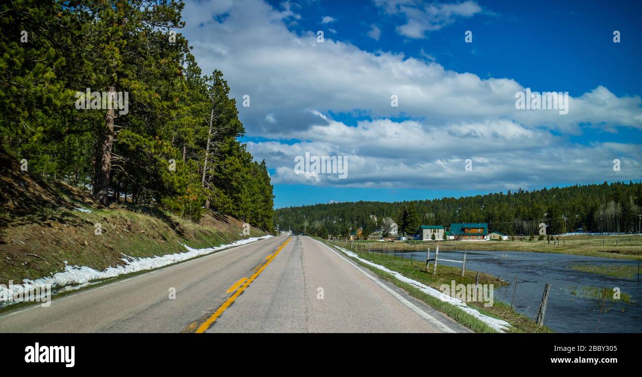 A long way down the road of Spearfish Canyon Scenic Byway, South Dakota