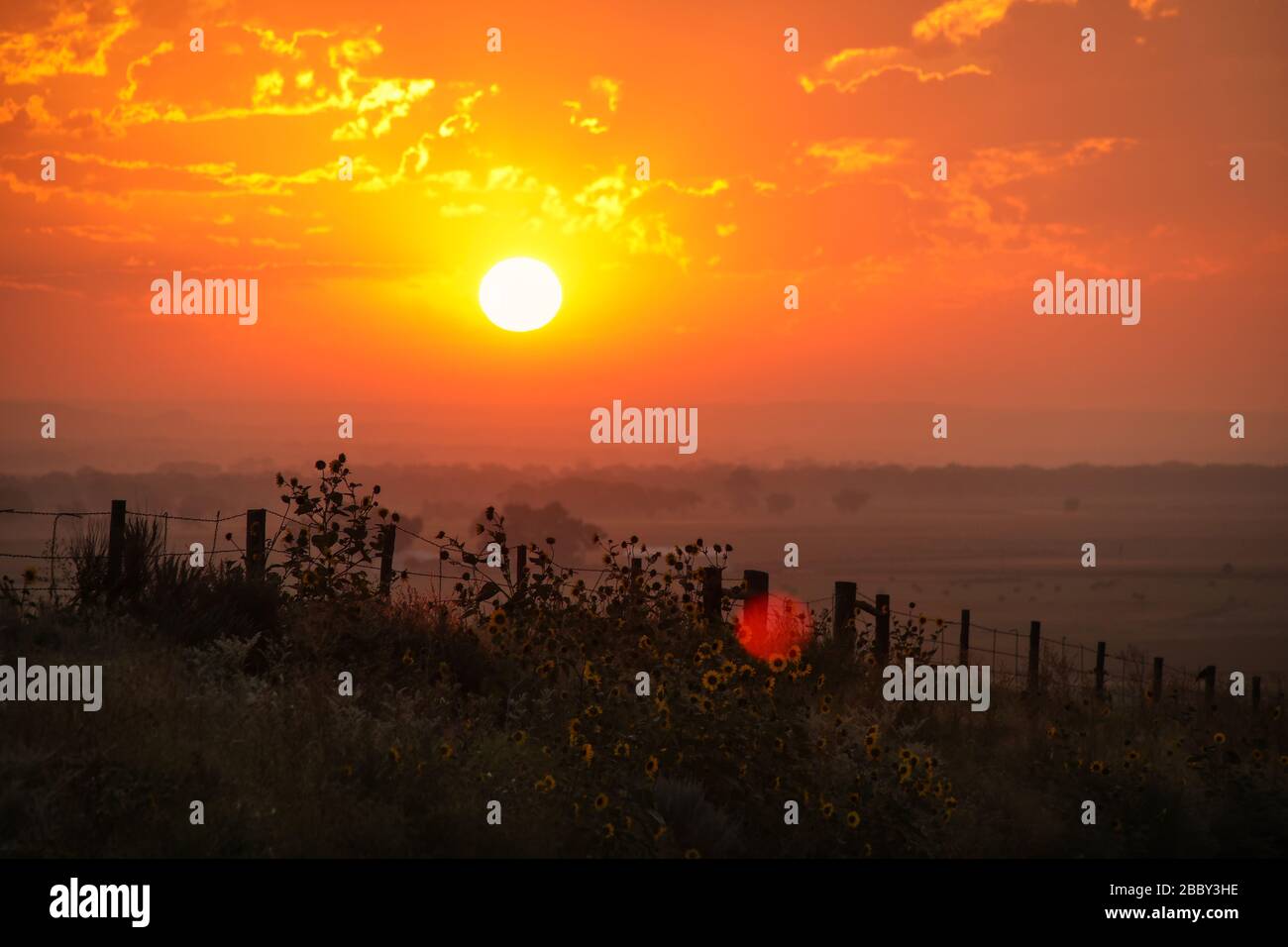 Sunrise at North Platte River valley, western Nebraska, USA Stock Photo