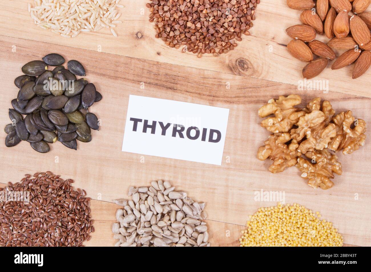 Dietary and beneficial eating for thyroid gland. Food containing