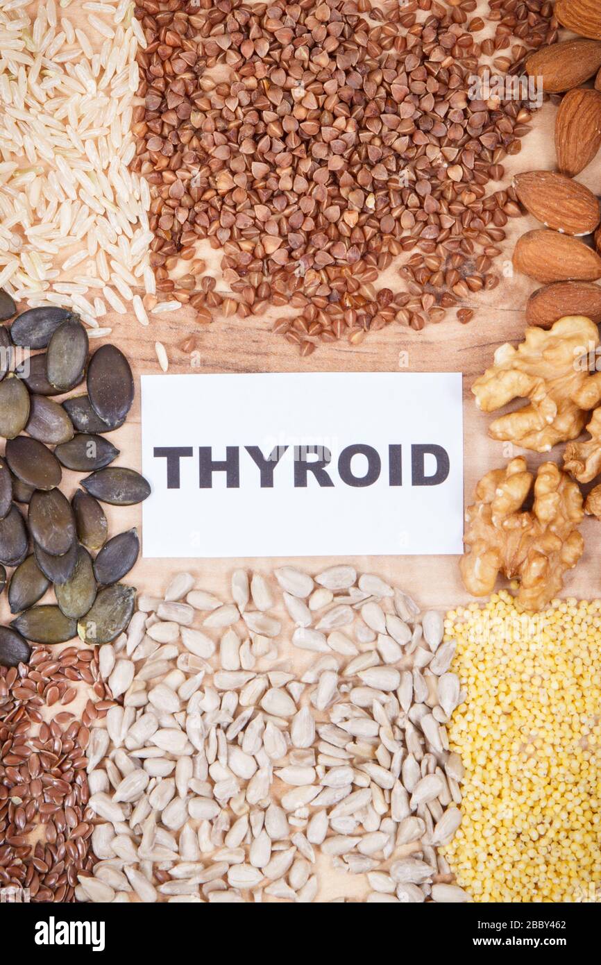 Dietary and beneficial eating for thyroid gland. Food containing