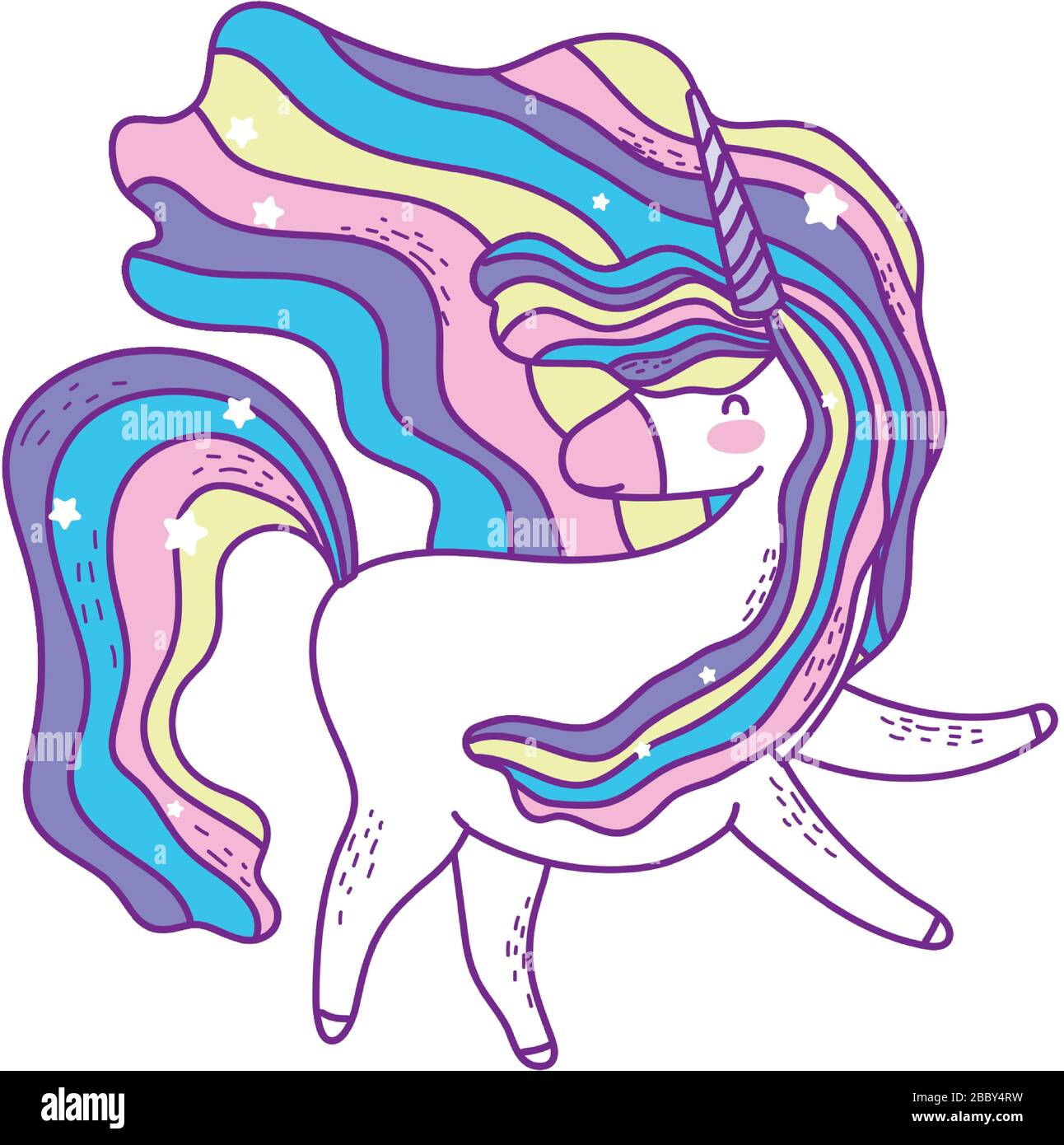 unicorn horse cartoon design, magic fantasy fairytale childhood animal ...