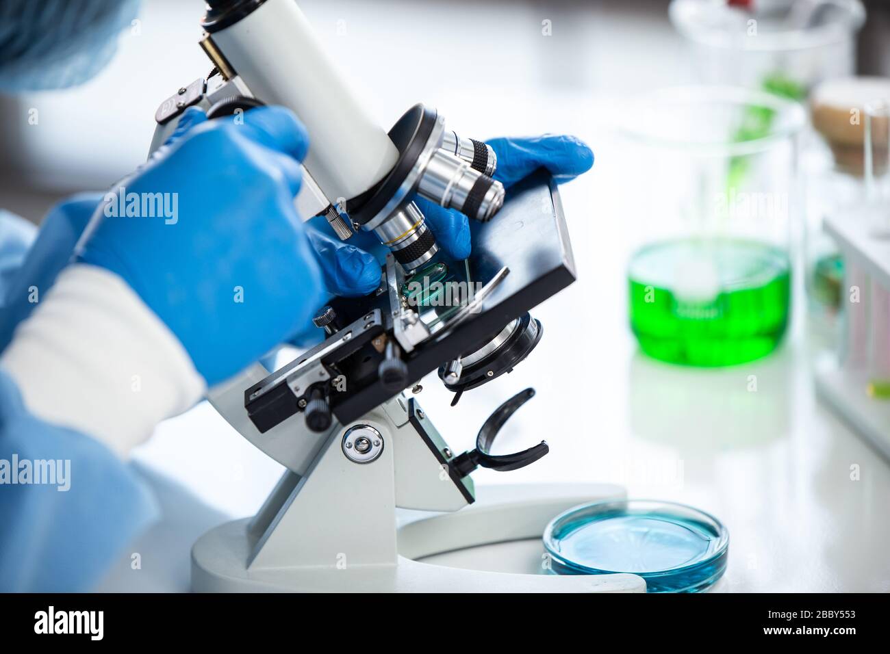 Closeup Scientist Doctor working in medical healthcare lab for science ...
