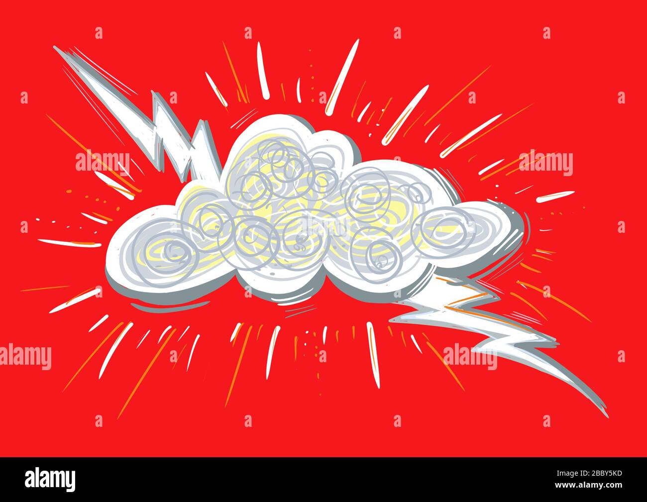 Cartoon lightning bolt cloud hi-res stock photography and images - Alamy