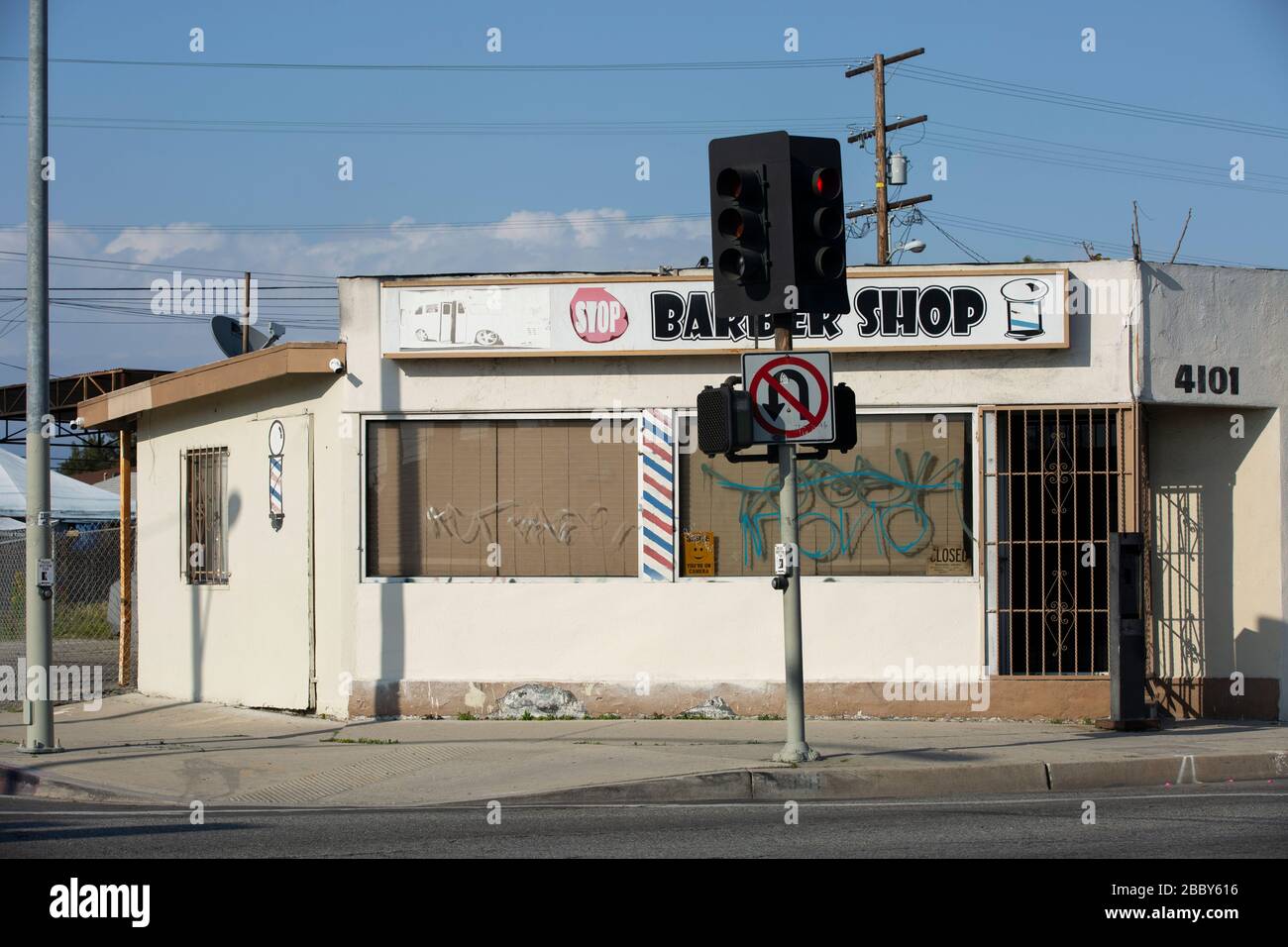 Street view of downtown Compton, California, USA. Stock Photo