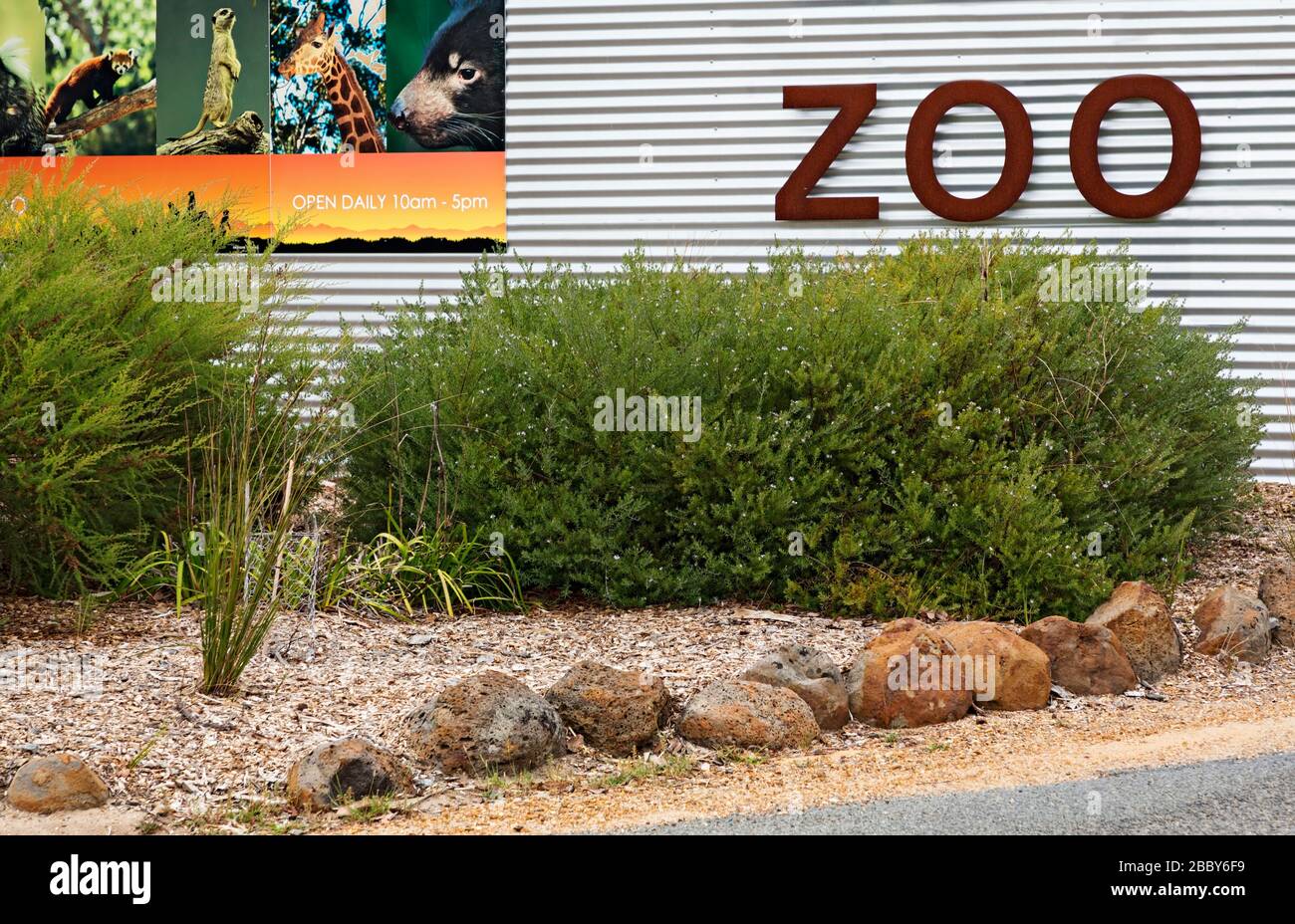 Zoos /  Entrance to Halls Gap Zoo, Victoria Australia. Halls Gap Zoo is the largest regional zoo and covers an area of 53 acres.It is situated at the Stock Photo