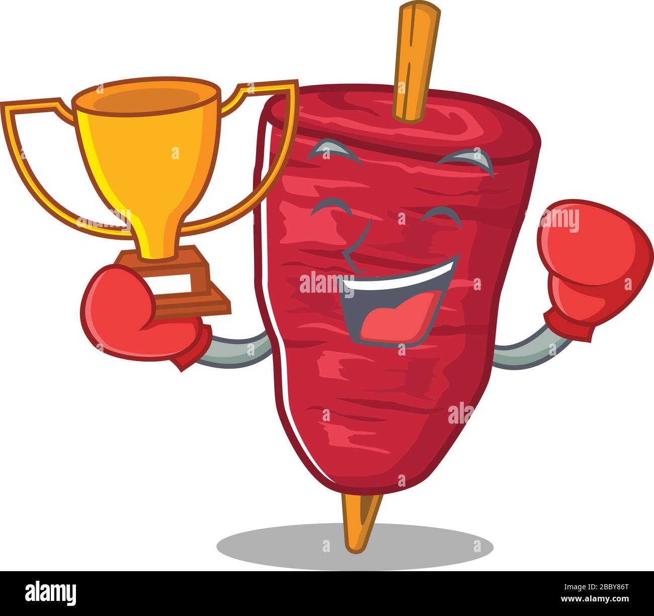An elegant boxing winner of doner kebab mascot design style Stock Vector