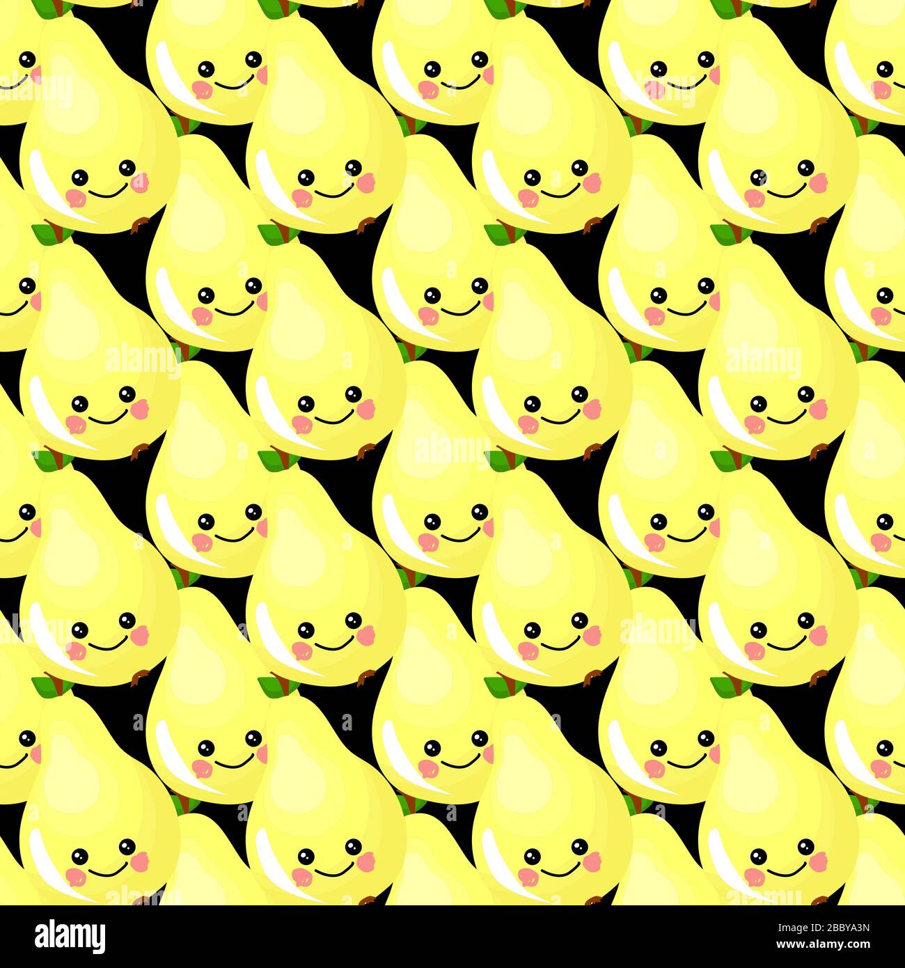 pear character. Exotic fruit pattern. Vector illustration. Yellow. Stock Vector