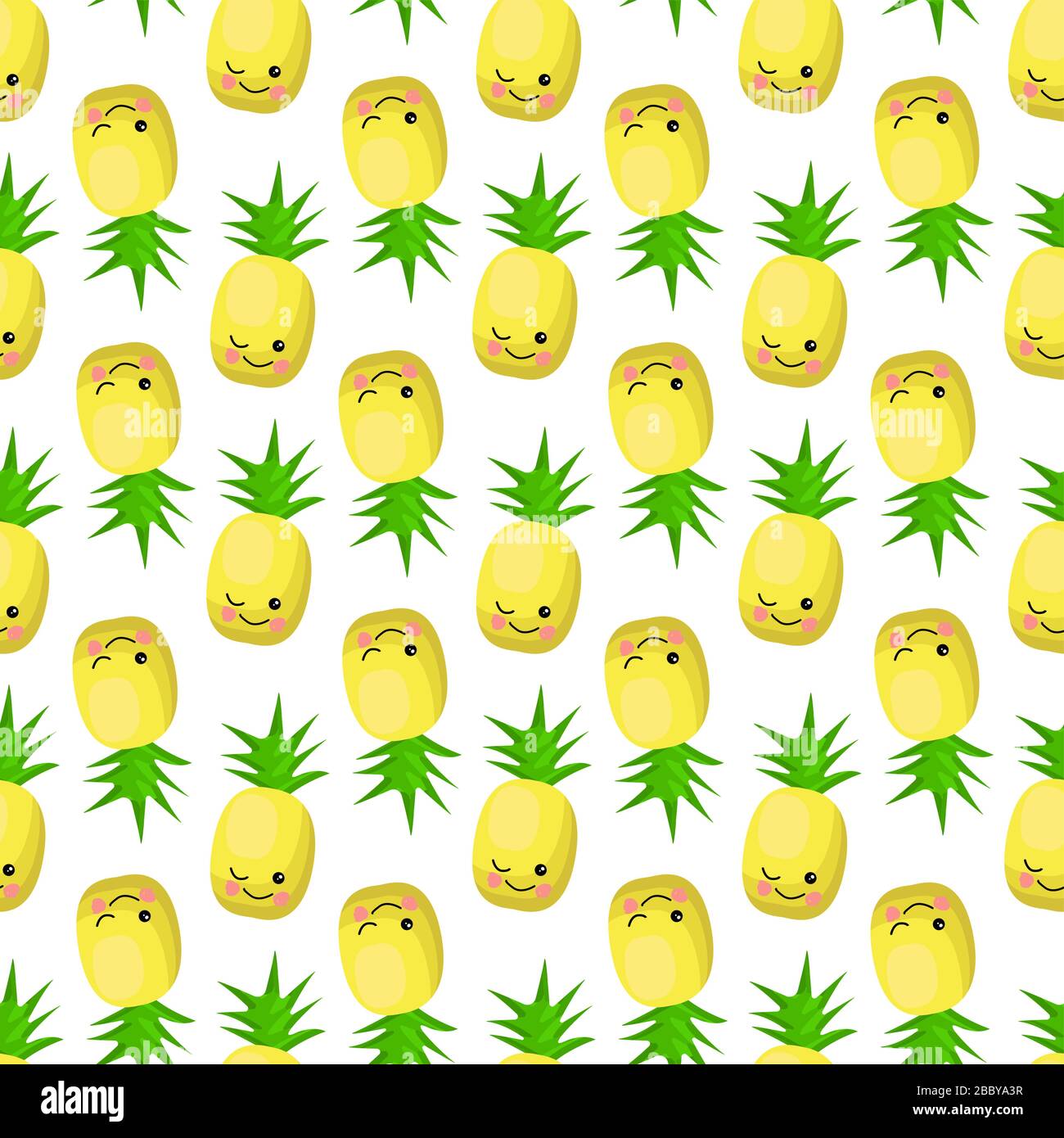 pineapple character. Exotic fruit pattern. Vector illustration.. Stock Vector