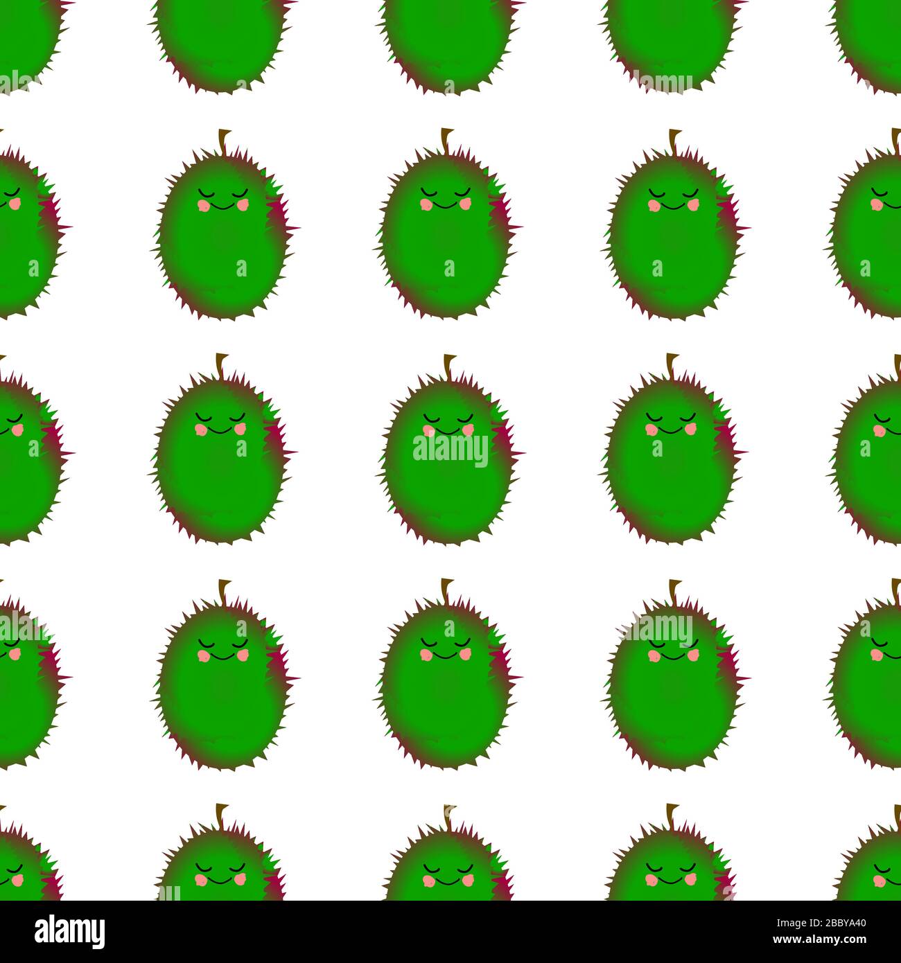 Durian Exotic fruit pattern. Vector illustration. Green. Barbed.. Stock Vector