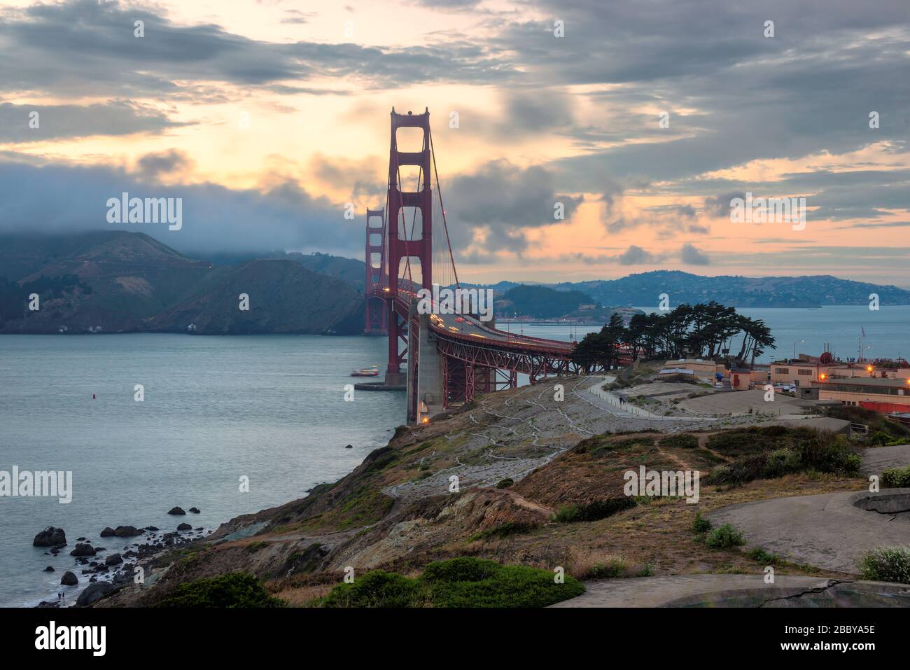 Golden Gate Bridge at sunset Stock Photo