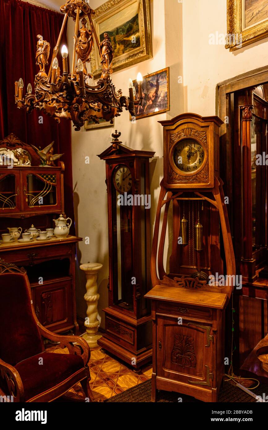 Prince Castle, Poland January 29, 2020 Museum items and rooms of