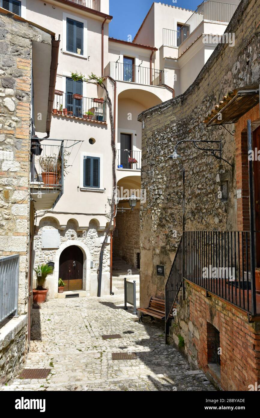 A Narrow Street Between The Houses Of Guardia Sanframondi A Village In The Province Of Benevento In Italy Stock Photo Alamy