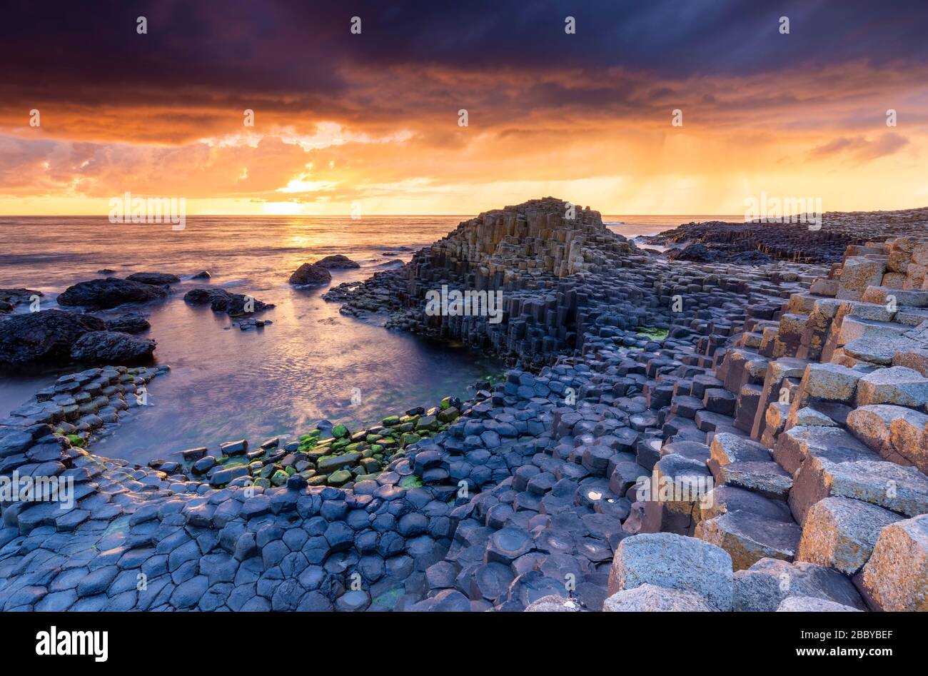 An epic sunset at the Giant #39 s Causeway with it #39 s iconic basalt columns