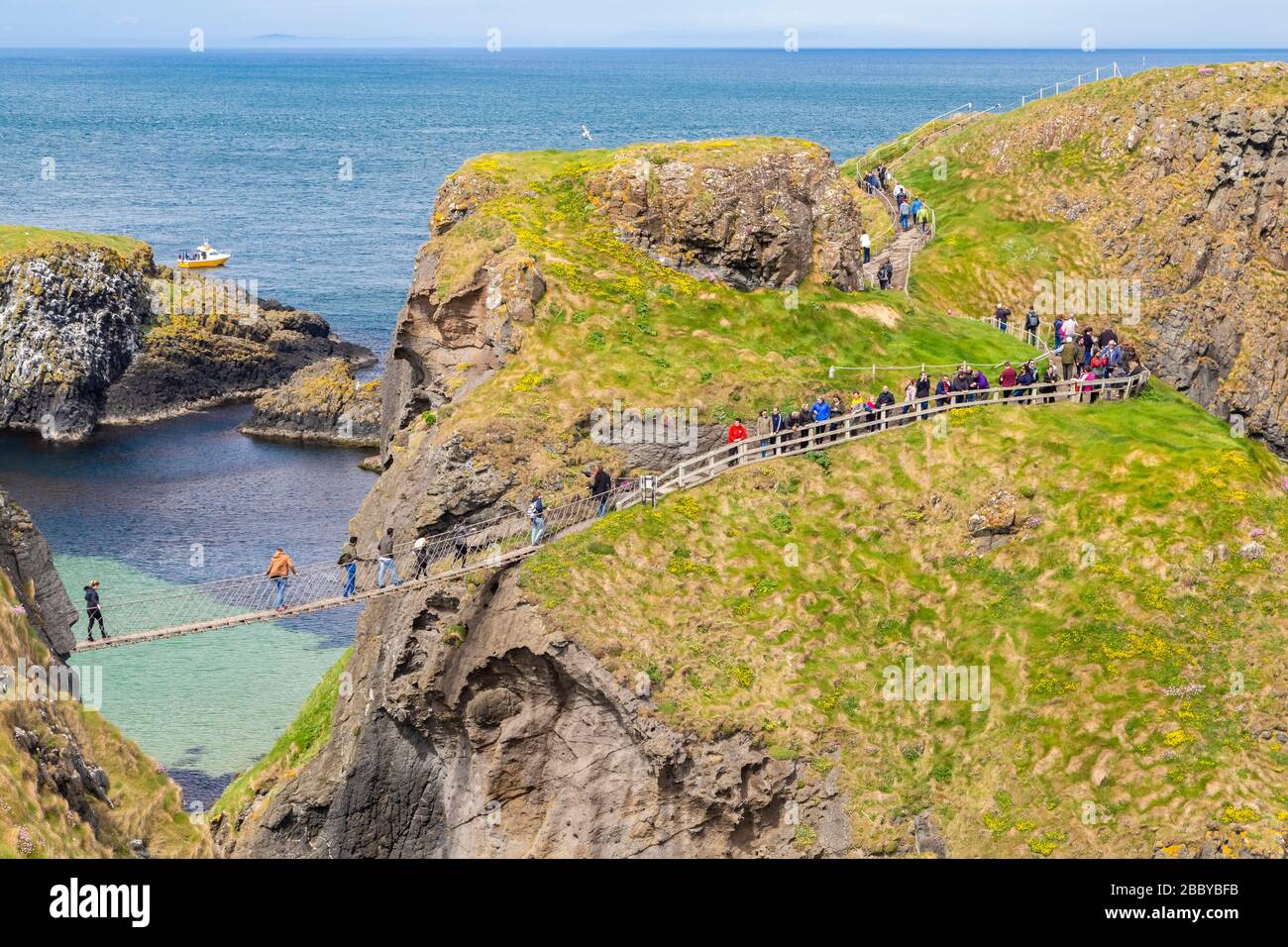 View of the CarrickaRede Rope Bridge. Northern Ireland, County Antrim