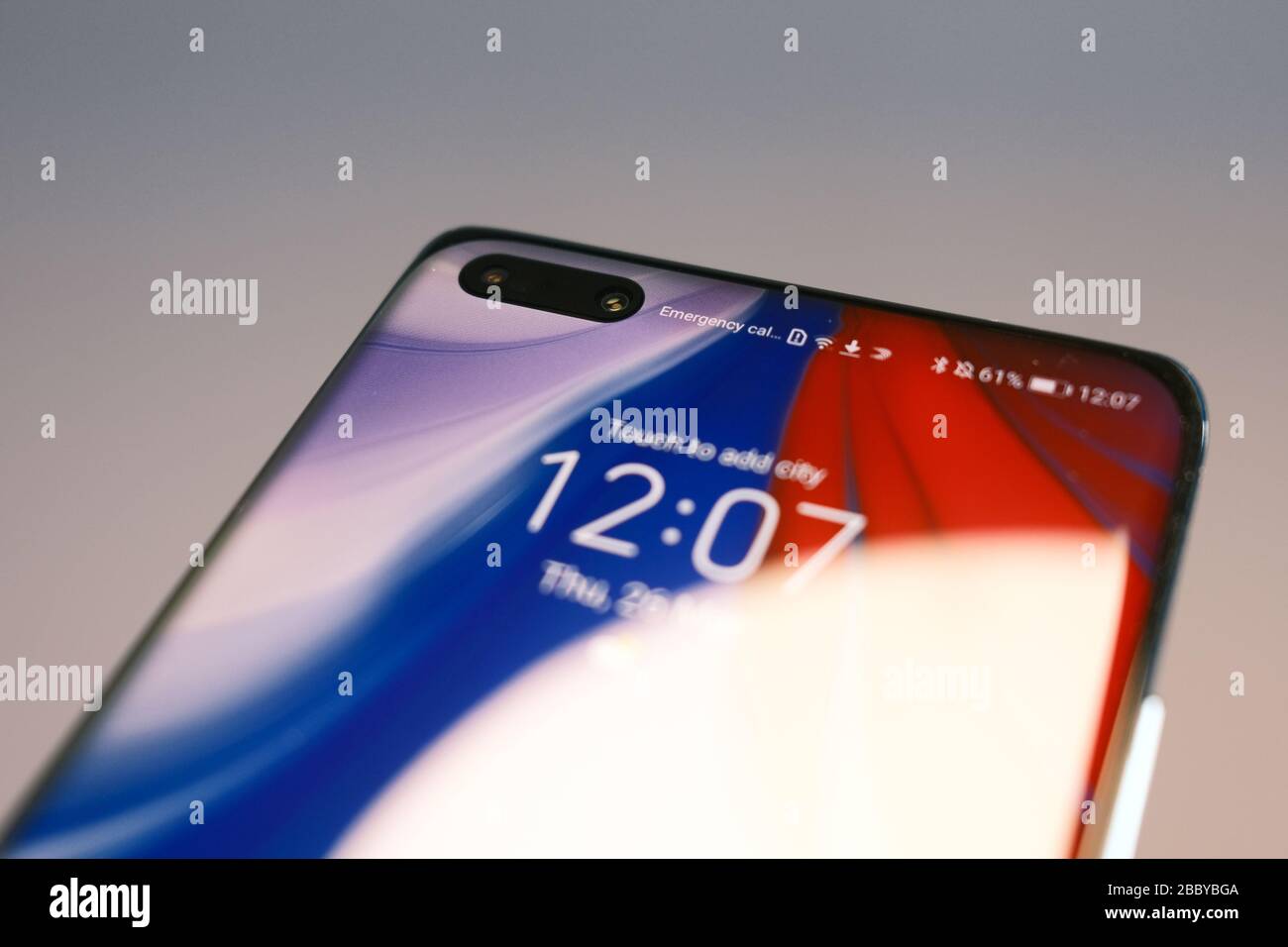 RIGA, LATVIA, MARCH 2020 - Newly launched Huawei P40 Pro smartphone is displayed for editorial purposes Stock Photo