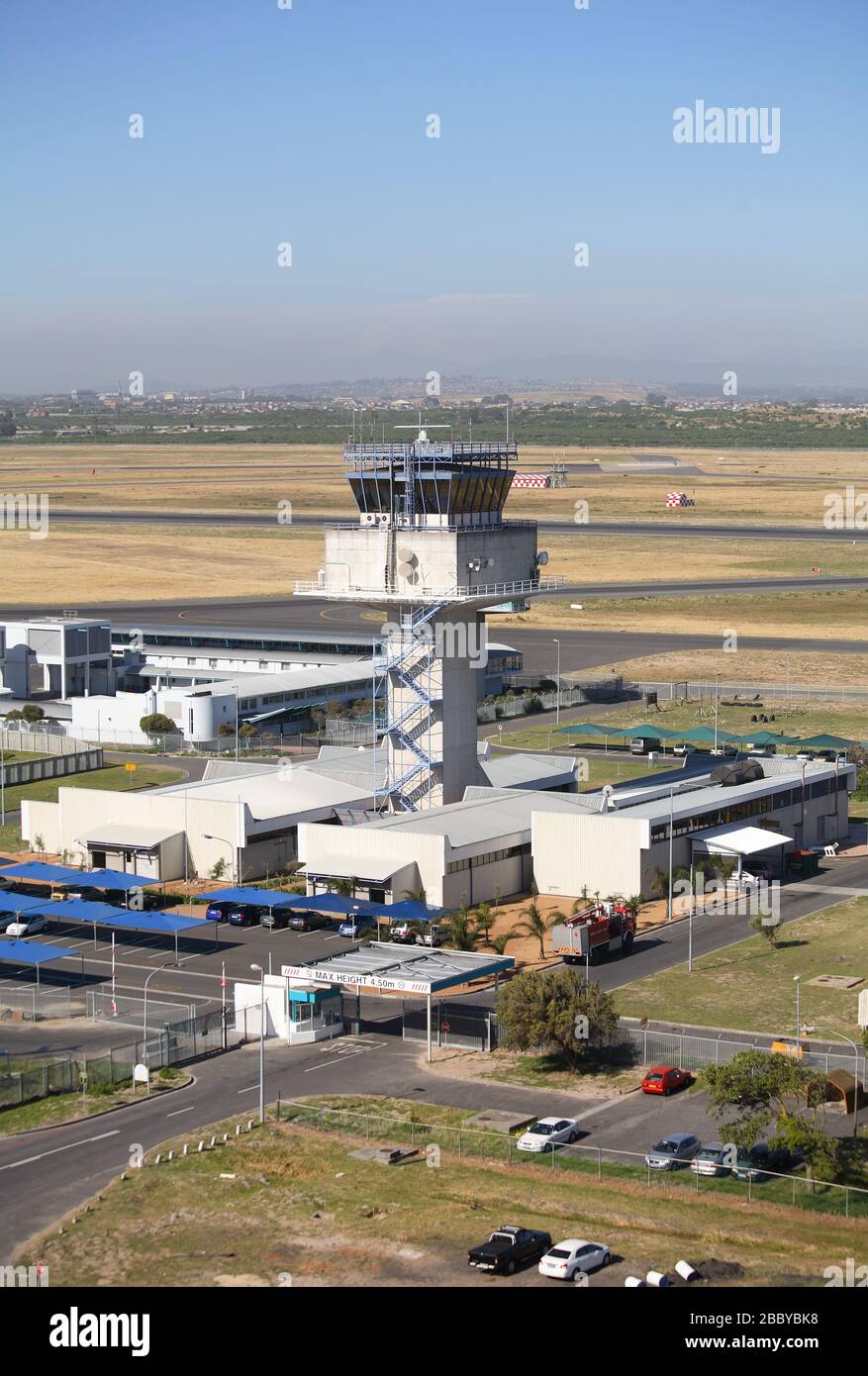 Aerial photo of Cape Town International Airport Air Traffic Control Tower Stock Photo