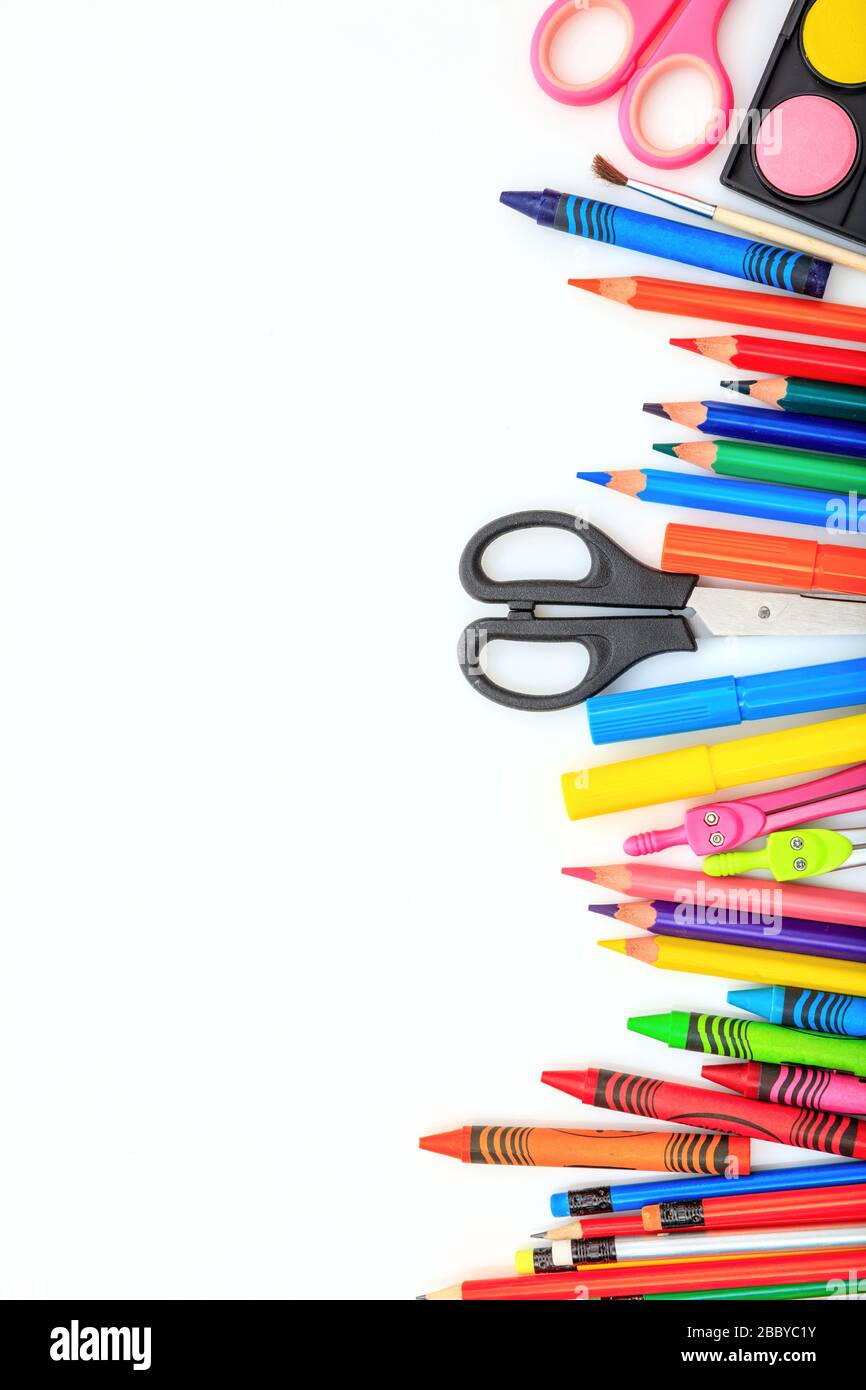 Back To School Painting Supplies Stock Photo - Download Image Now - White  Background, Cut Out, Education - iStock
