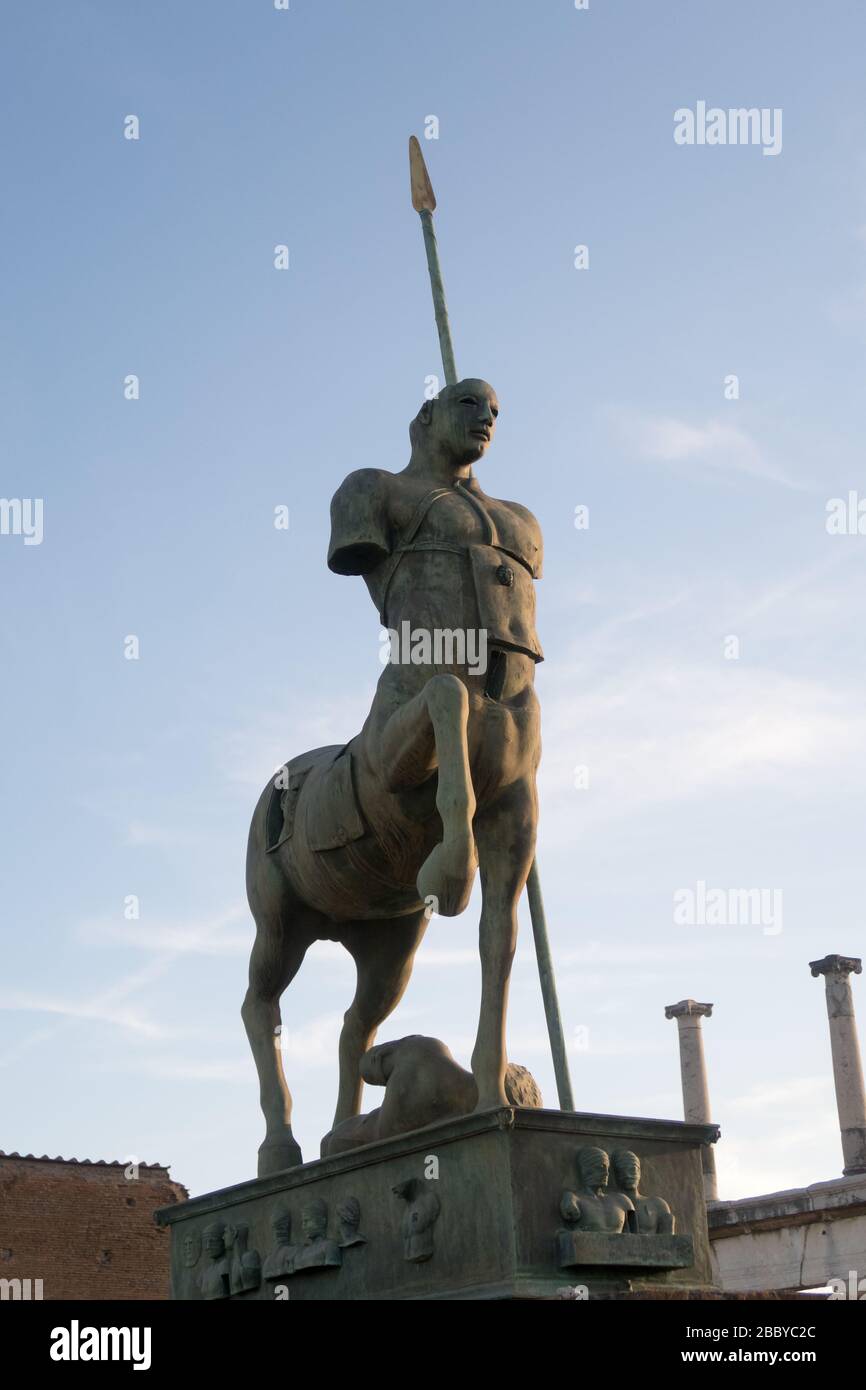The statue of a centaur by Igor Mitoraj, in Pompeii, Naples, Italy Stock Photo