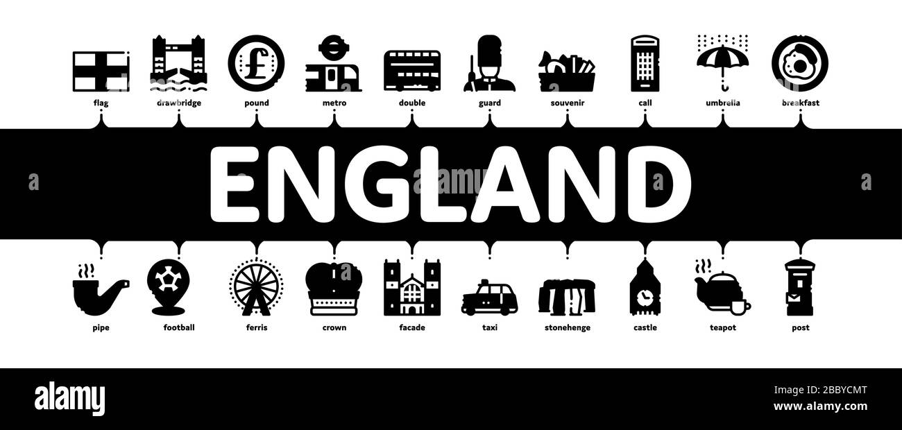 England United Kingdom Minimal Infographic Banner Vector Stock Vector