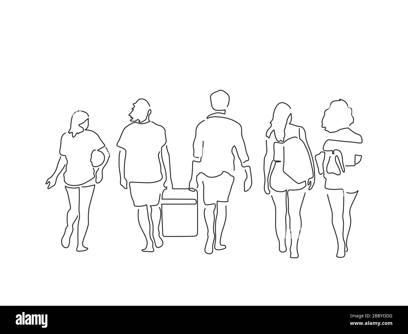 Group of friends line drawing, vector illustration design. Friends collection. Stock Vector