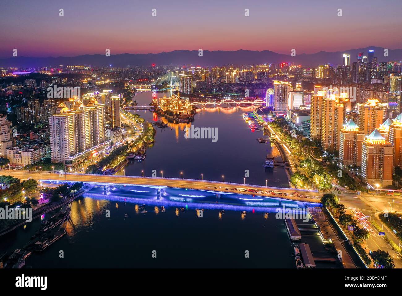 Aerial panorama view of cityscape of Fuzhou in China Stock Photo