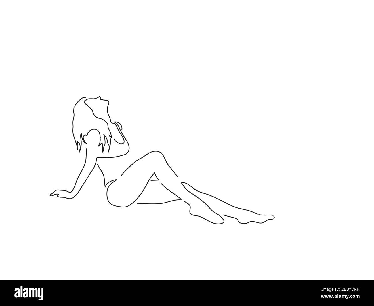 Woman line drawing, vector illustration design. People collection. Stock Vector