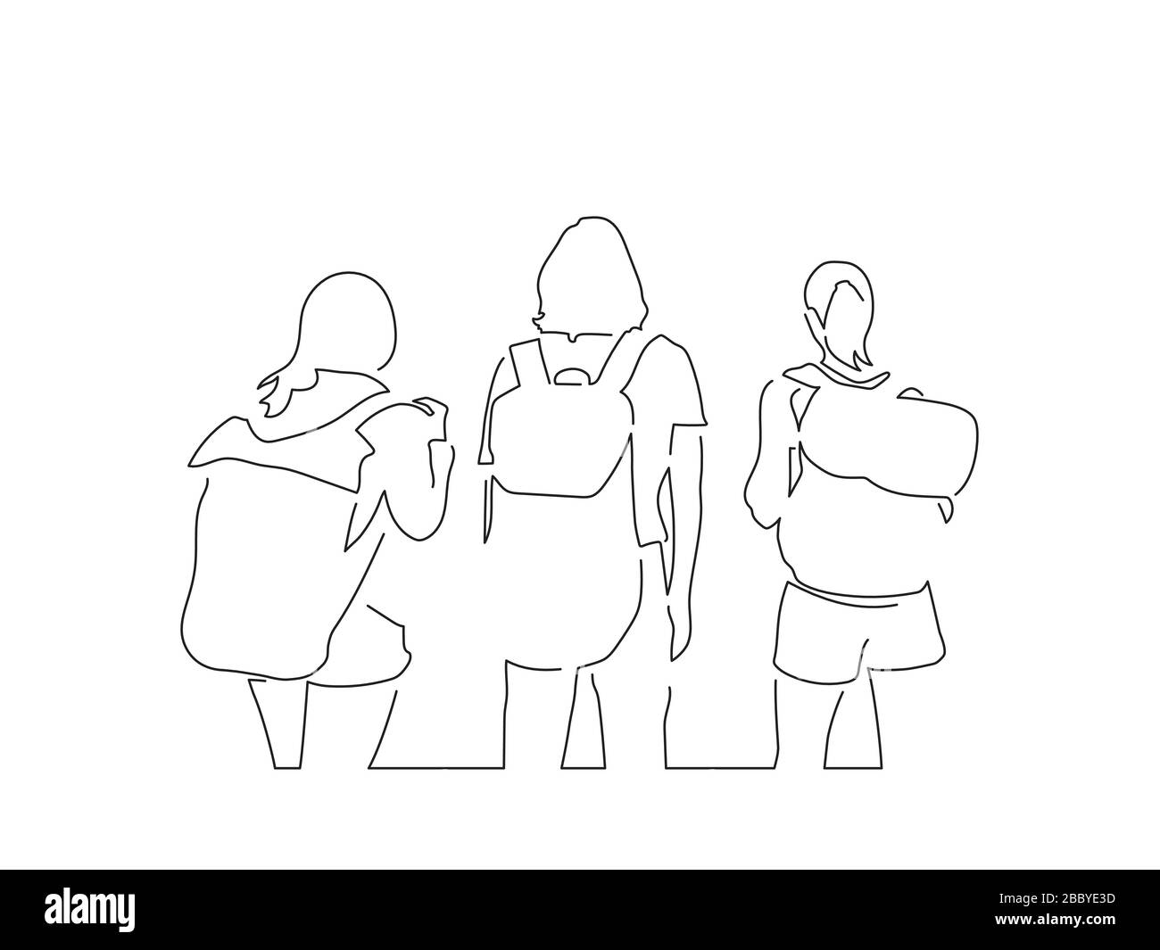 Group of friends line drawing, vector illustration design. Friends