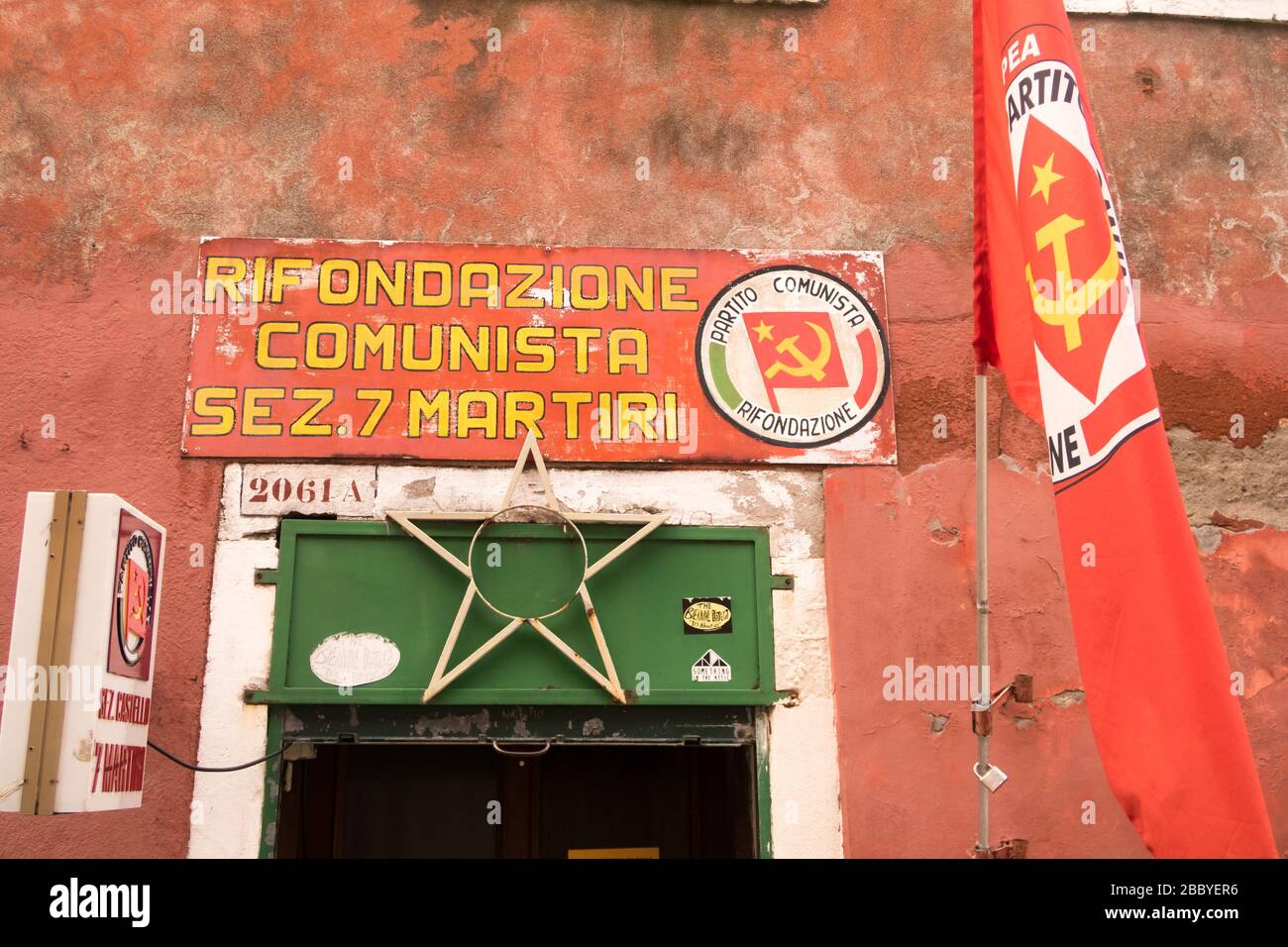 An office of the communist party in Venice, Italy Stock Photo