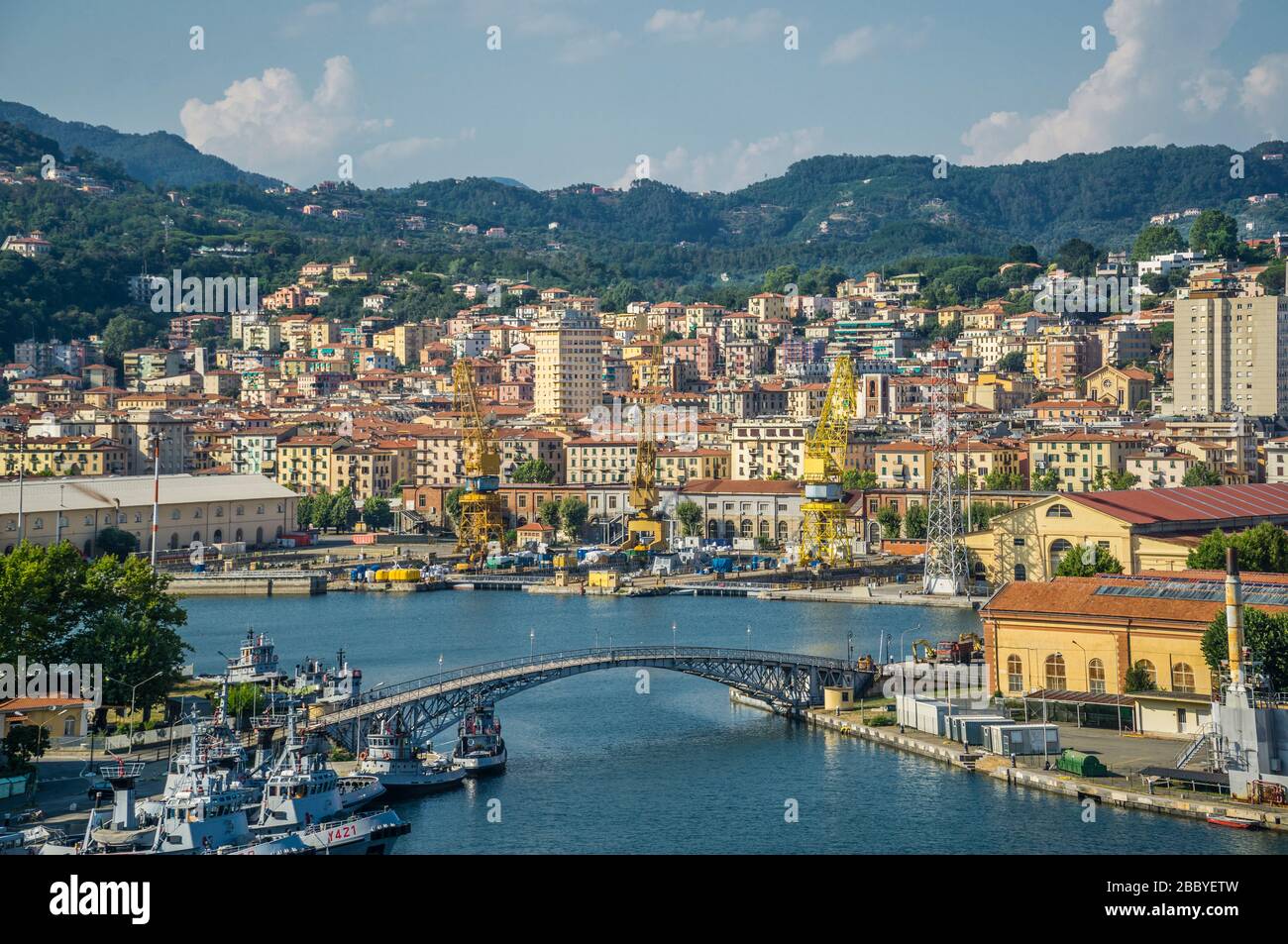 view of the Navy Base in the harbour of La Spezia, Liguria, Italy Stock Photo