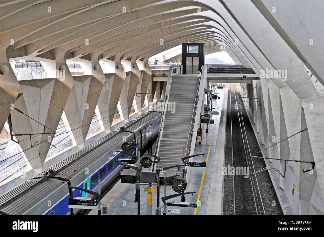 TGV train in railway station of Lyon Saint Exupery international