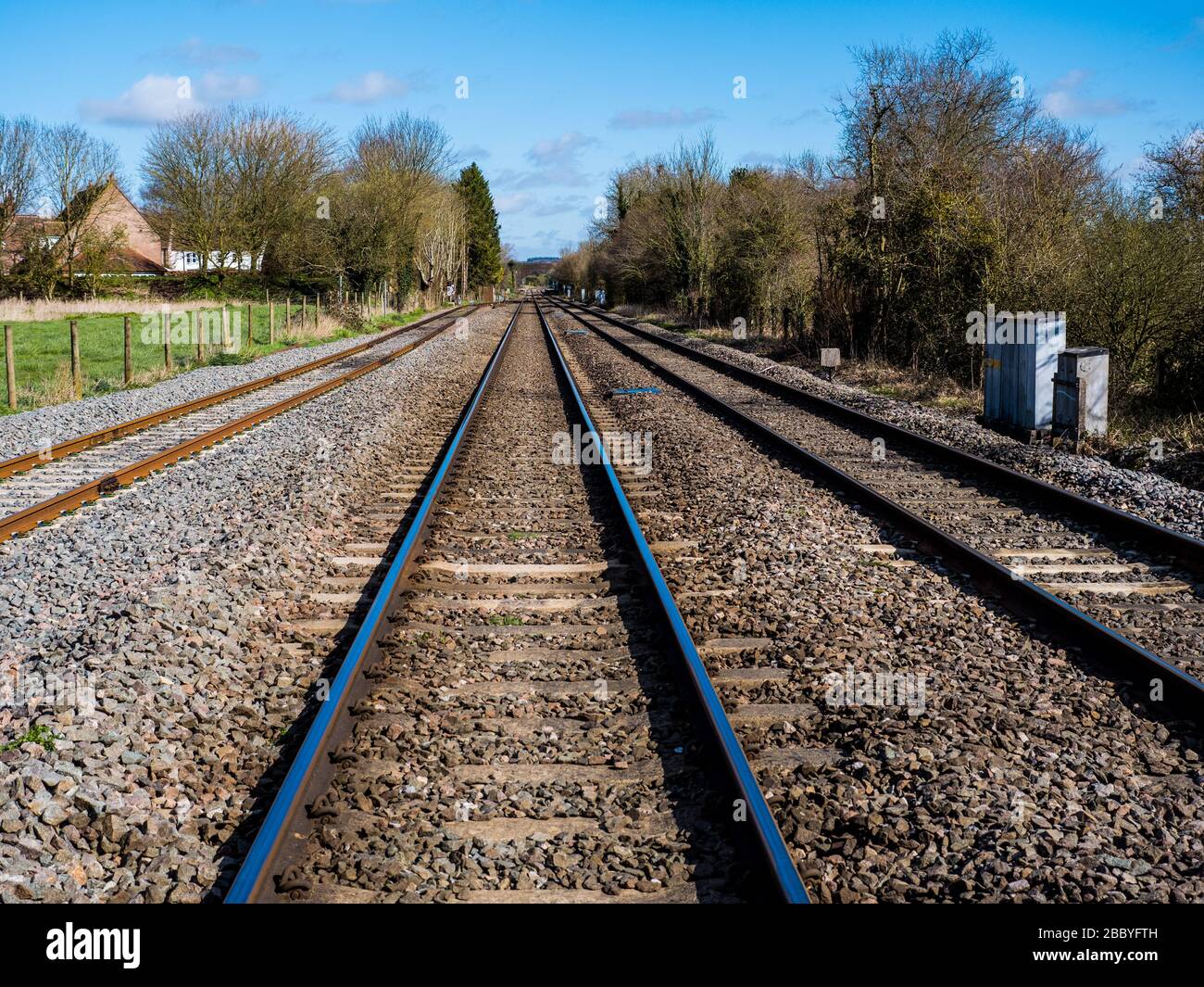 Railway Tracks, Great Bedwyn, Wiltshire, England, UK, GB. Stock Photo