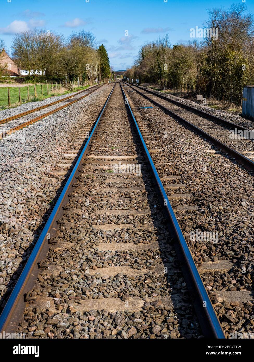 Railway Tracks, Great Bedwyn, Wiltshire, England, UK, GB. Stock Photo