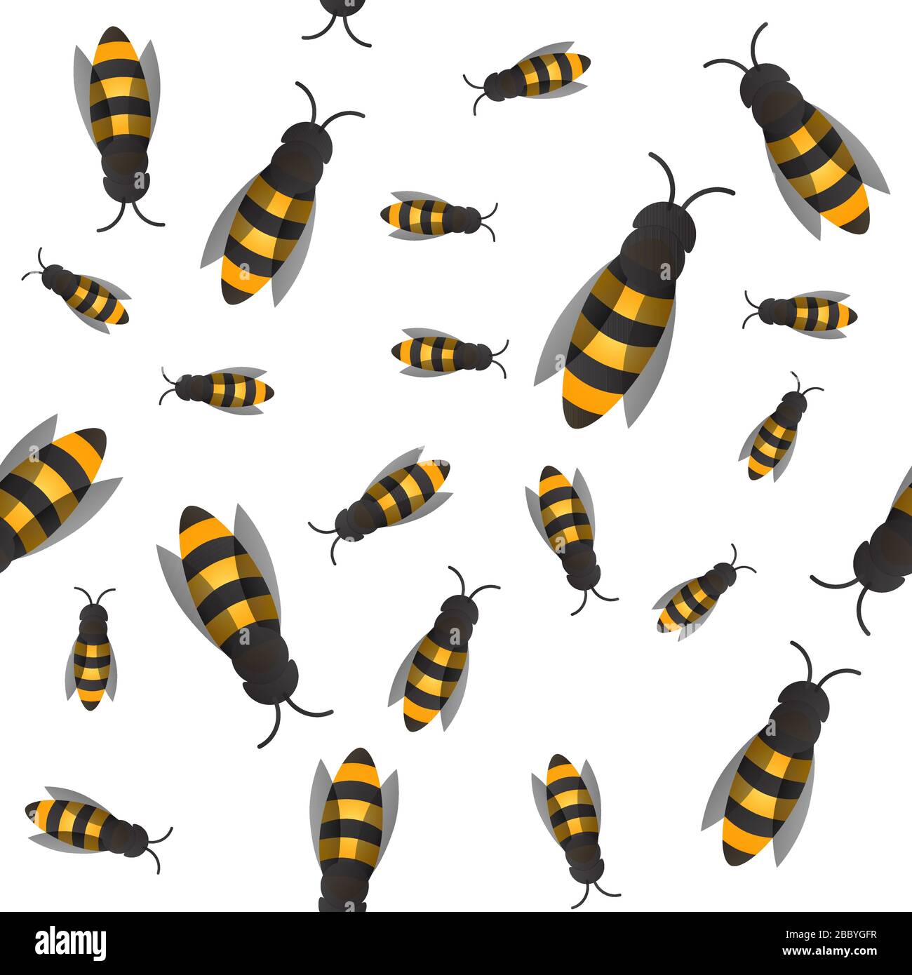 Wasp and bee background. Vector. Seamless pattern Stock Vector