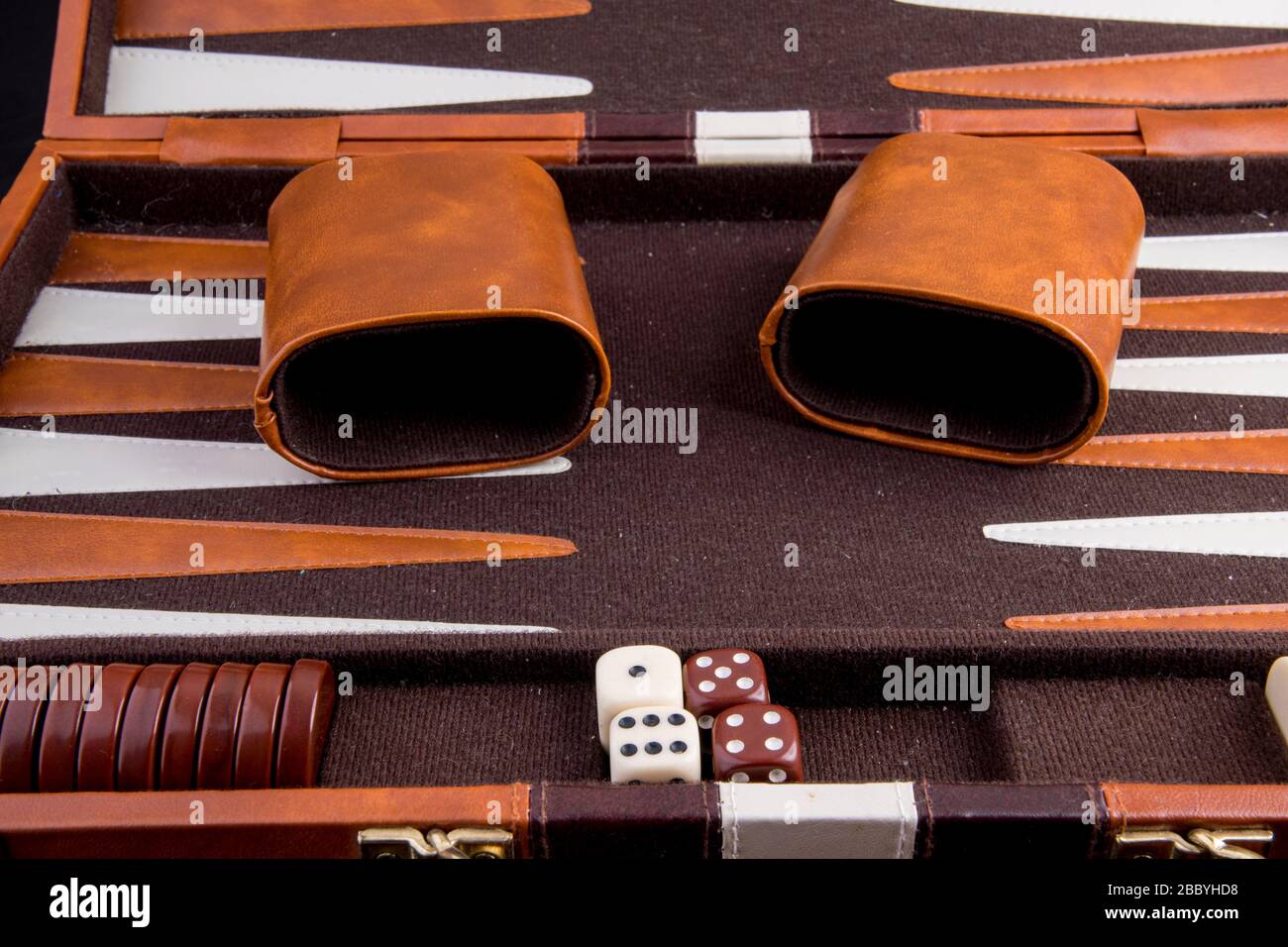 backgammon game with board pieces and dice Stock Photo Alamy