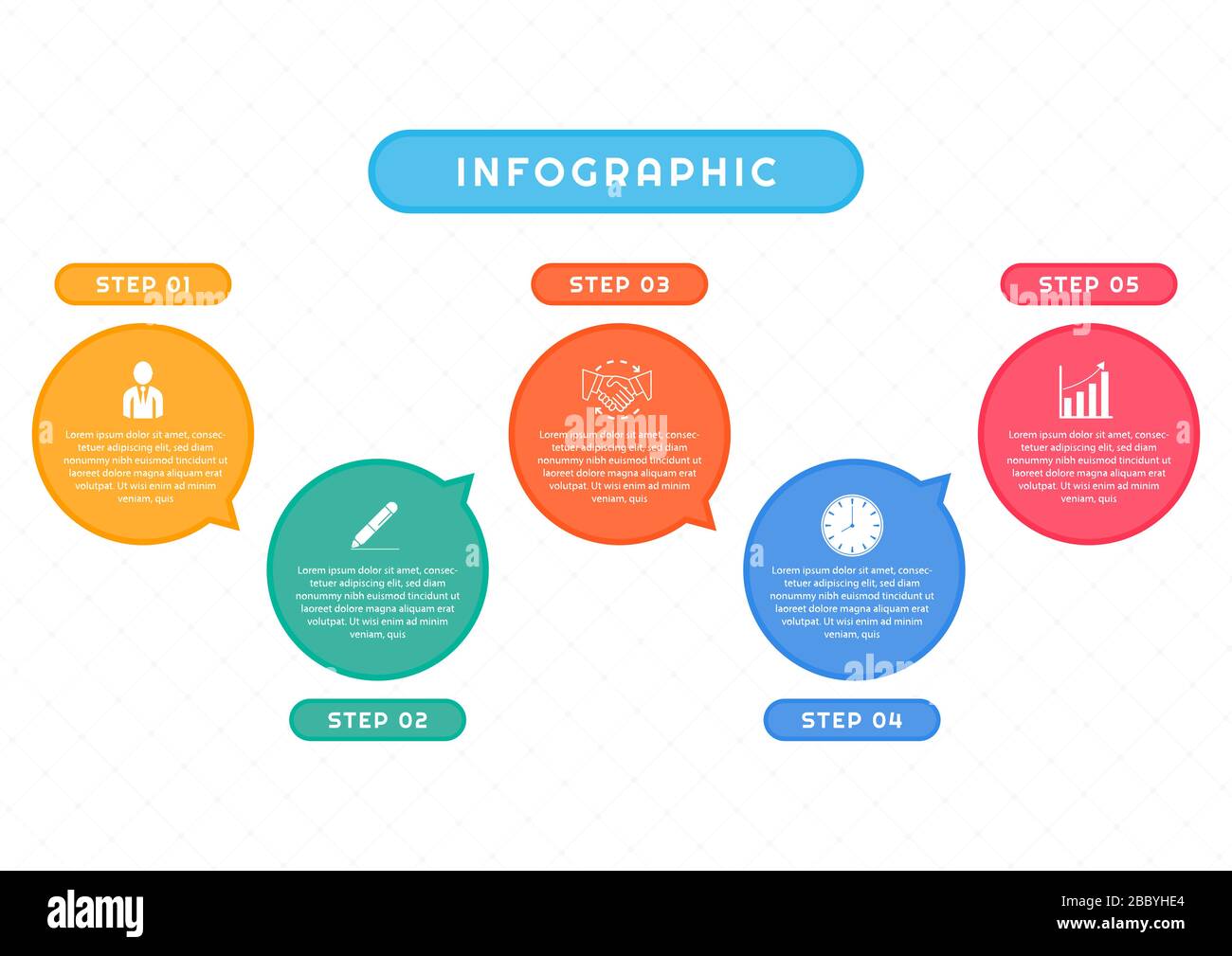 Infographic geometric hexagon design colorful workfliow step icon style ...