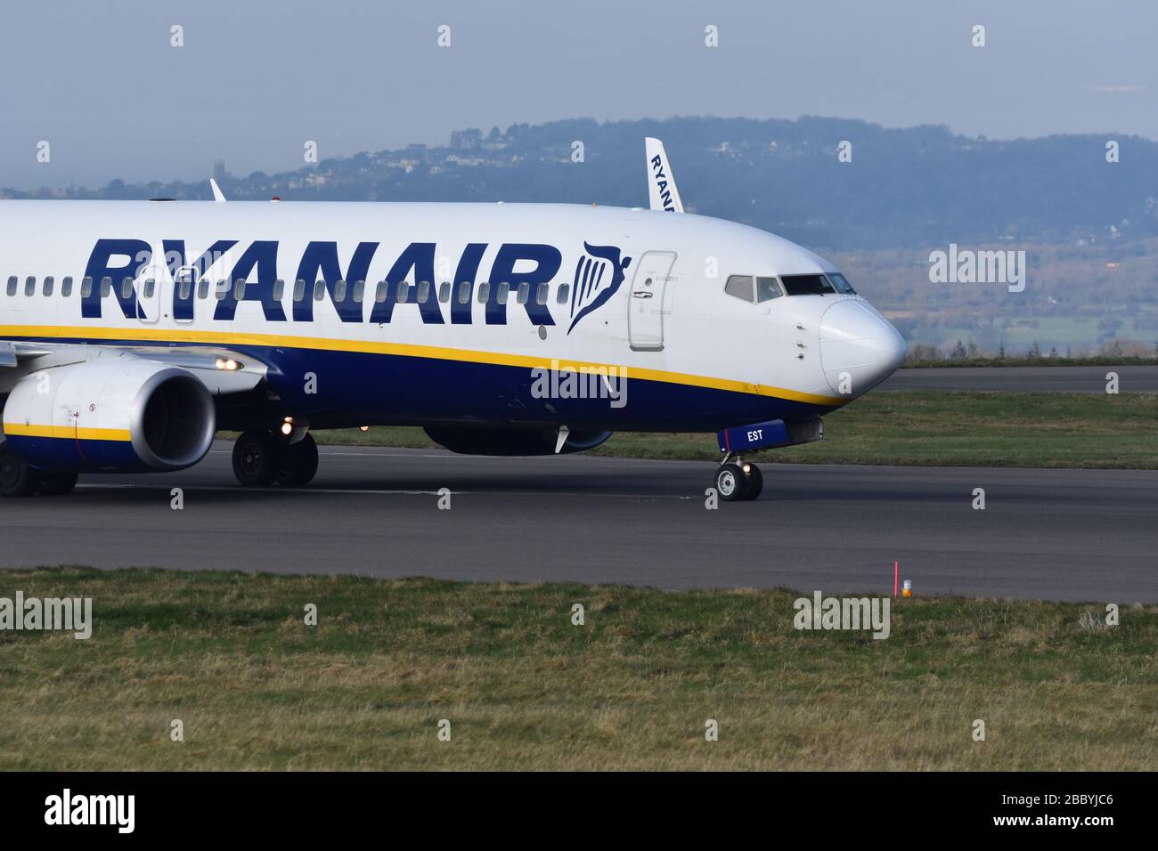 A Ryanair Plane Aeroplane Blasting Down The Runway At Bristol a-ryanair-plane-aeroplane-blasting-down-the-runway-at-bristol