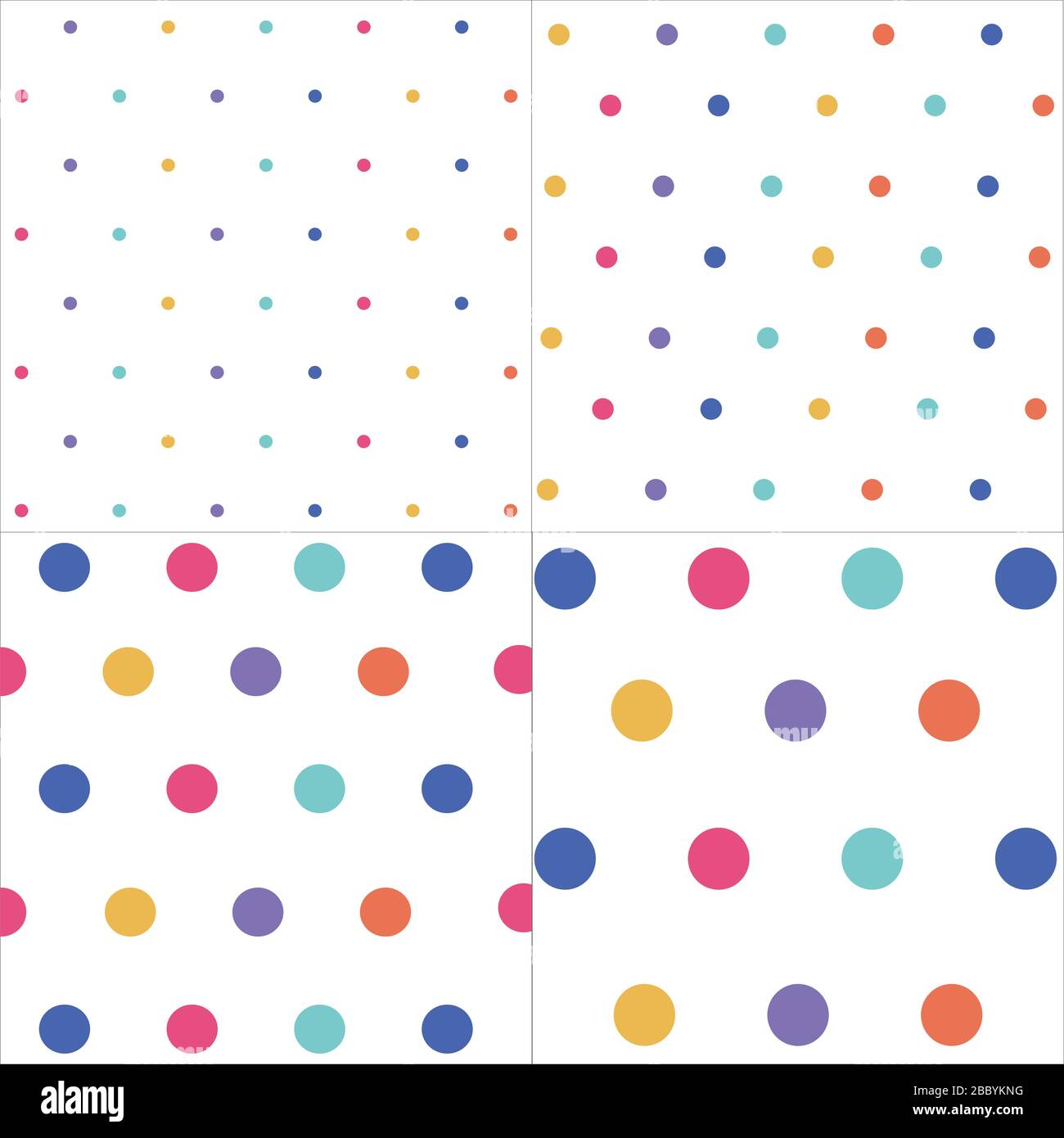 Seamless patterns, polka dot set Stock Vector