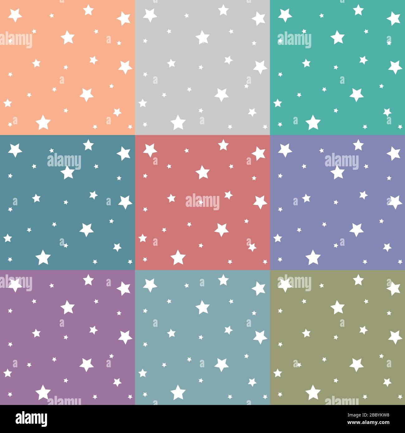Set of background patterns. Colorful vector stars patterns. Stock Vector
