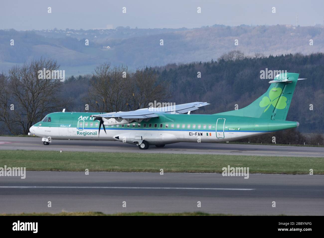 A small Aer Lingus regional airline propeller plane at Bristol