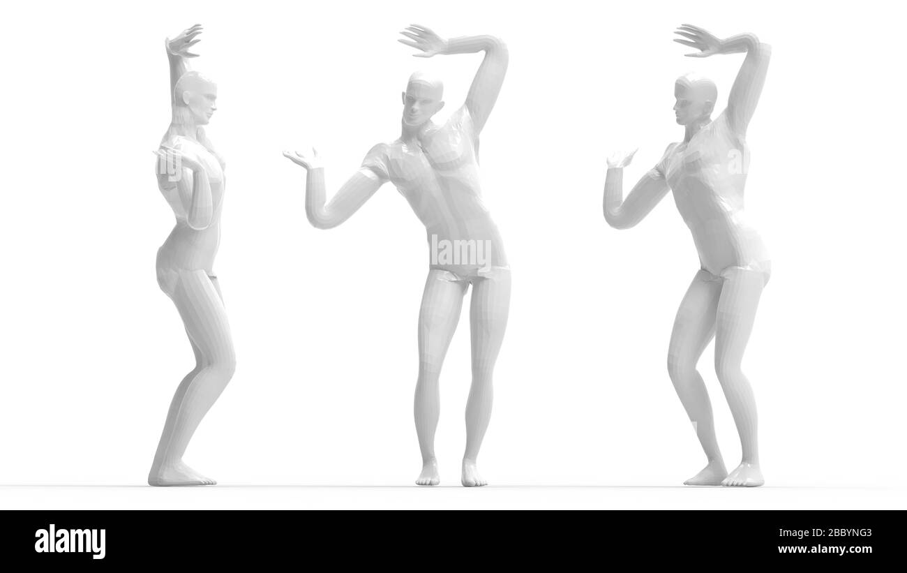 3D rendering of a human person dancing crazy computer generated model ...