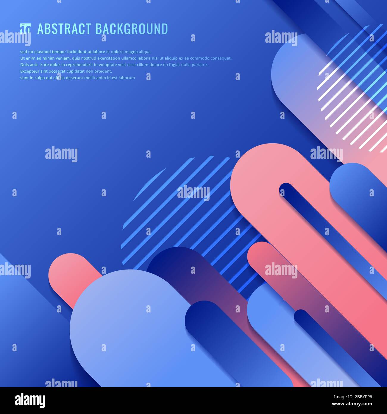 Abstract blue and pink geometric rounded line diagonal dynamic ...