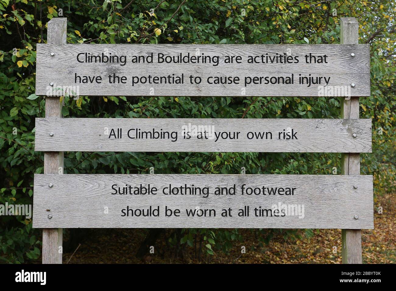All climbing is at your own risk sign. Fairlop Waters County Park ...