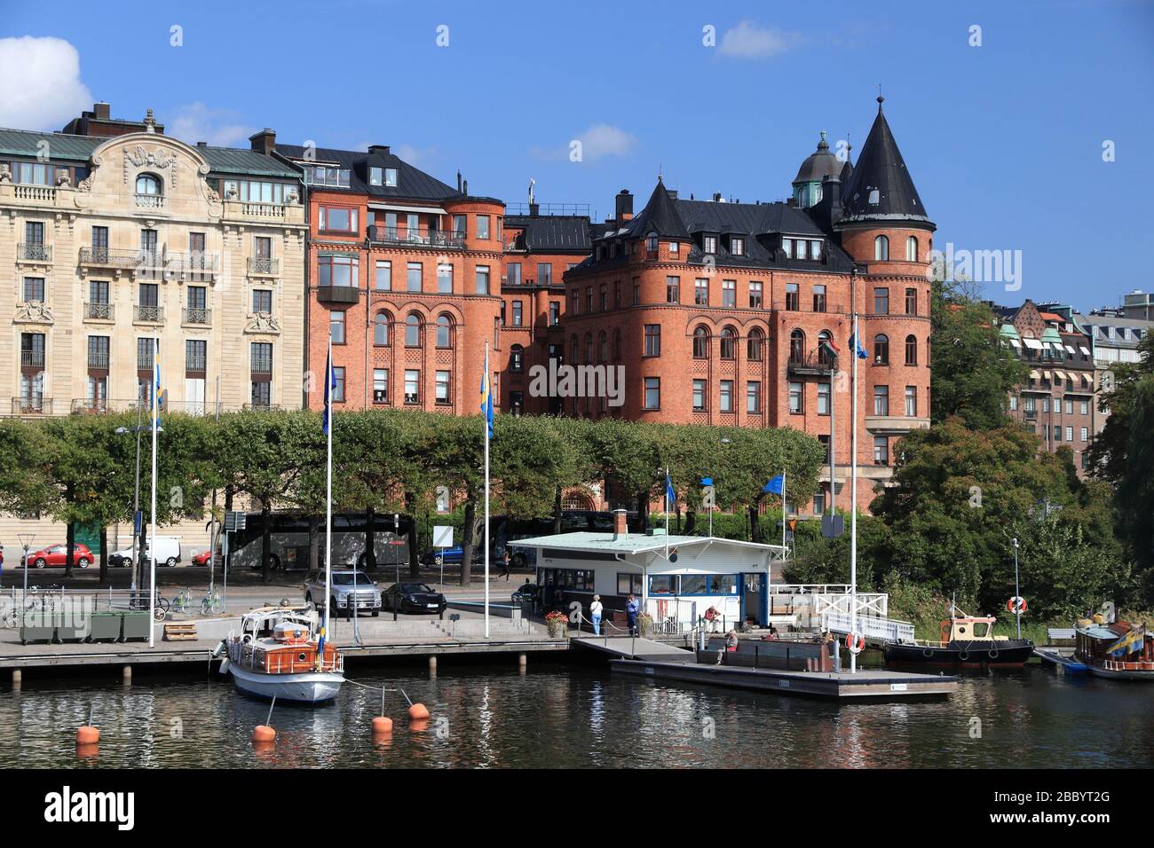 Stockholm City Skyline In Sweden. Strandvagen Waterfront In Ostermalm ...